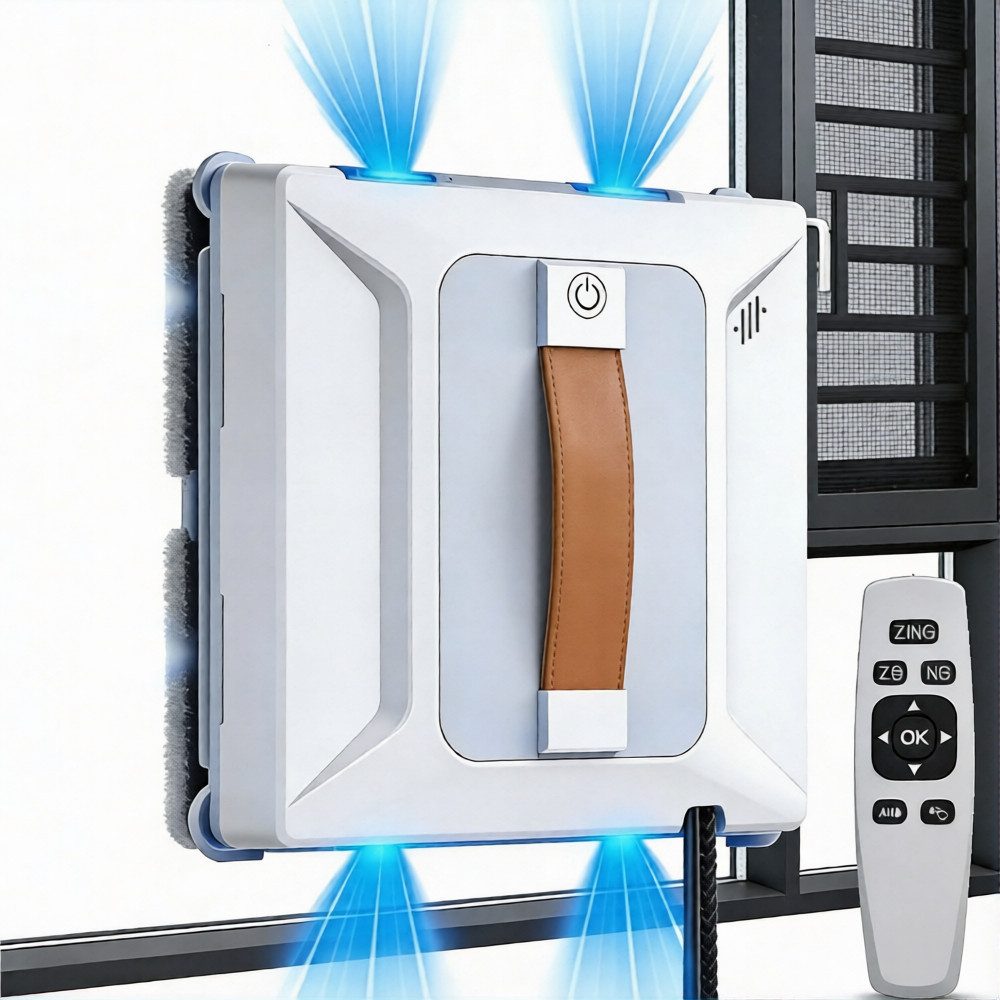 AKKEE Fensterputzroboter Automatischer Fensterputzroboter 6000PA, Elektrisch, Mit Fernbedienung, Fenstersauger mit Water Tank 100ml