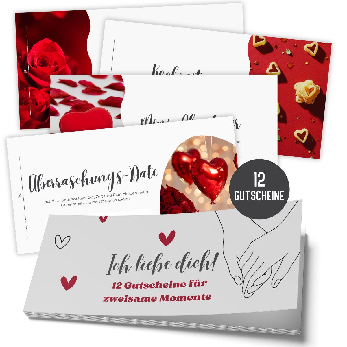 Things of Happiness Geschenkkarte Gutscheinheft für Paare – 12 romantische Gutscheine für Erlebnisse