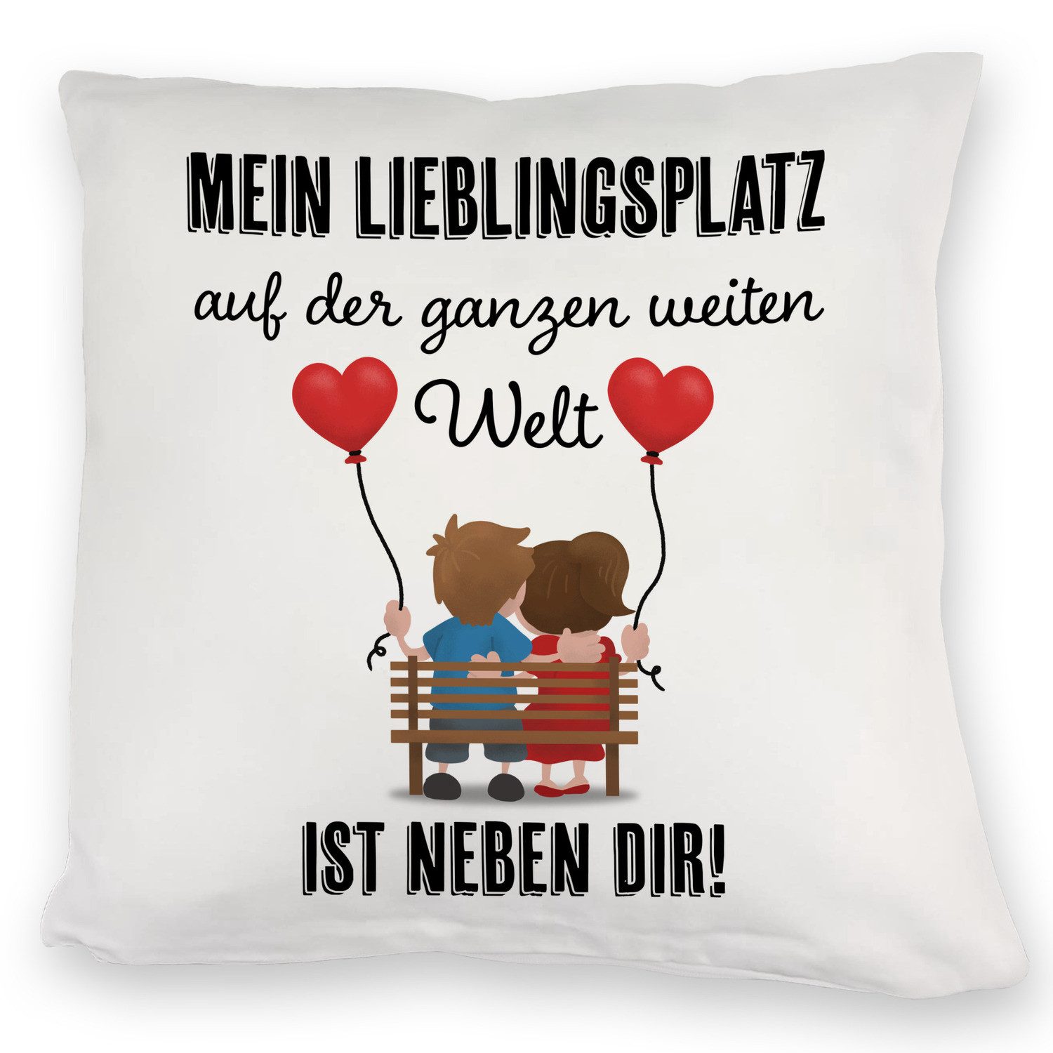 speecheese Dekokissen Liebespaar mit Herzballons Kuschelkissen mit Spruch