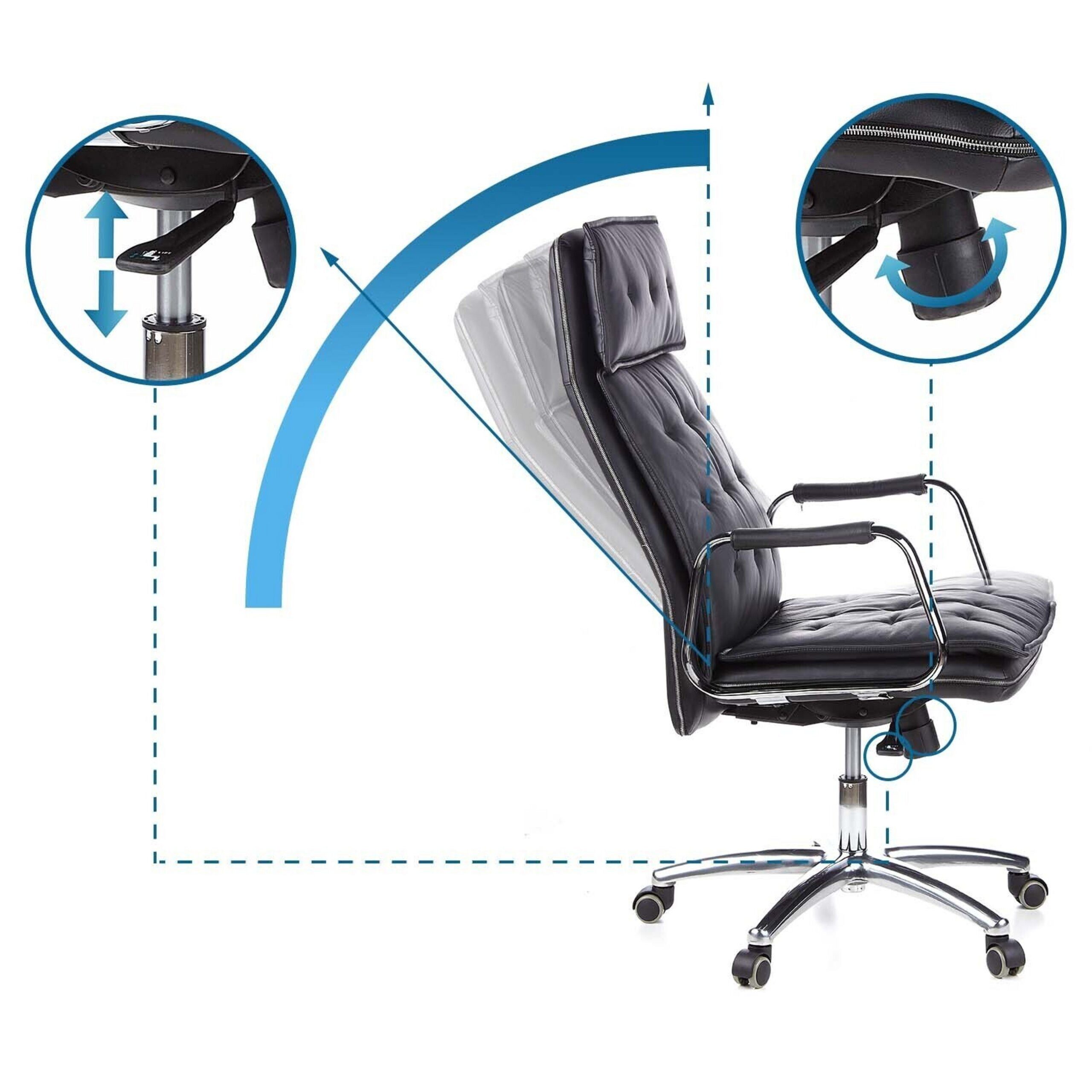 hjh OFFICE Chefsessel Profi Chefsessel Villa 20 Leder mit Armlehnen, Drehstuhl Bürostuhl ergonomisch