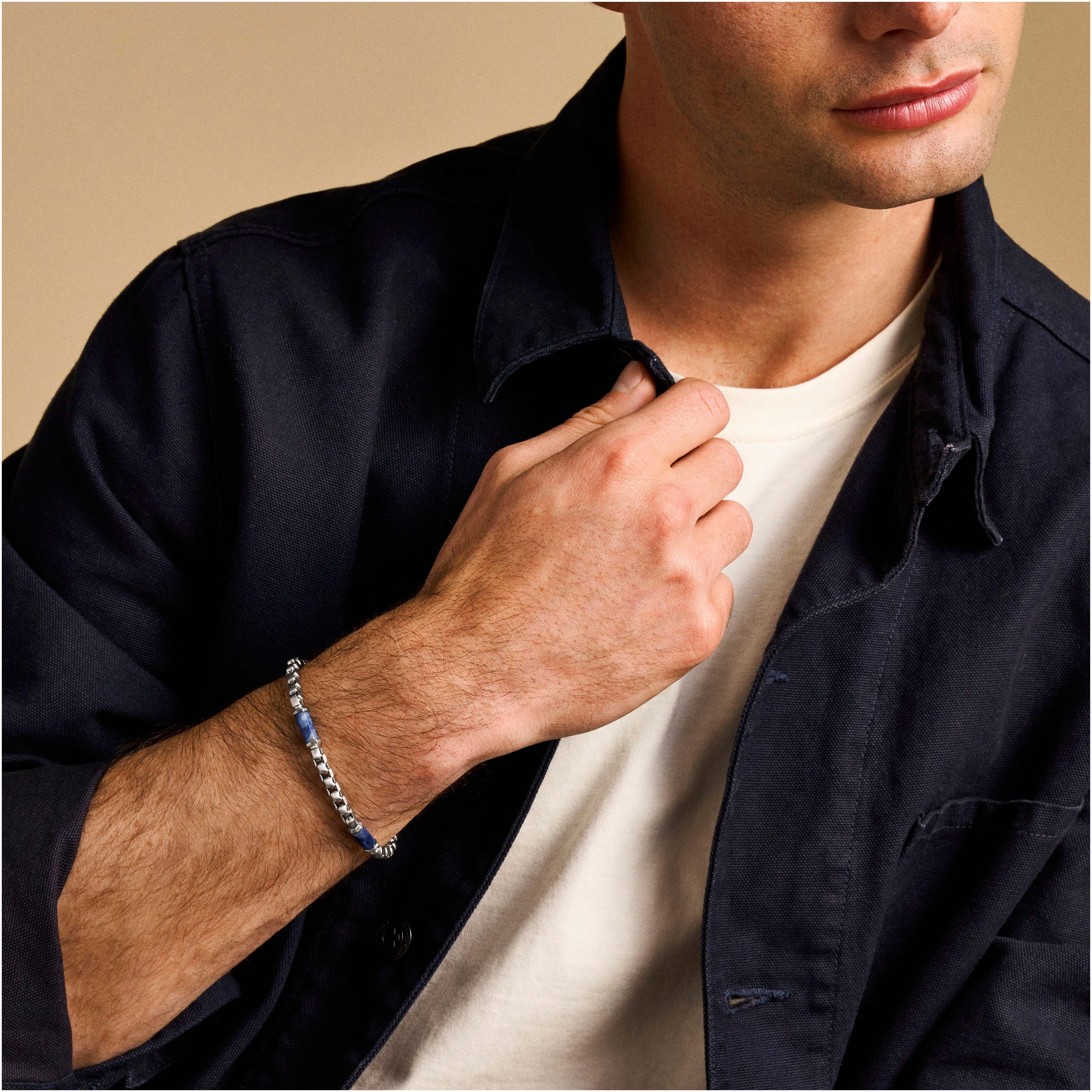 Fossil Bracelet Jewelry Gift Stainless Steel ALL STACKED UP, JF04604040, JF04725040, with Agate or Sodalite