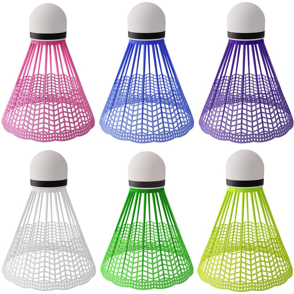 Nils Badmintonball Federball Nylonbälle Outdoorspiel (Spar-Set, 6-St., 65 mm robust), 6 Farben, robuster Nylonkorb, Halle und Freien
