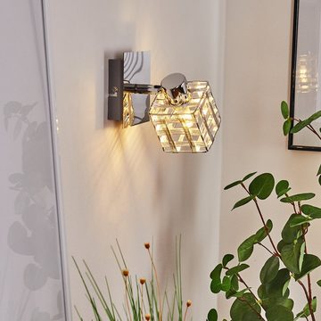 hofstein Wandleuchte »Pupafratta« Wandlampe aus Metall/Glas in Silberfarben/Chromfarben, ohne Leuchtmittel, mit verstellbarem Schirm Echtglas, G9, mit Lichteffekt an der Wand