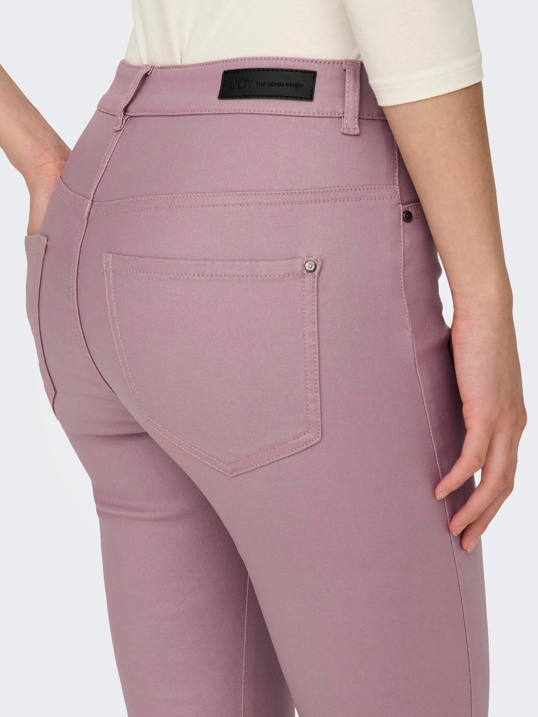 YONG Pants Denim (1-tlg) de Waist Lederimitathose 3358 in Rosa Optik Stretch Jeans JACQUELINE Skinny Leder High Coated