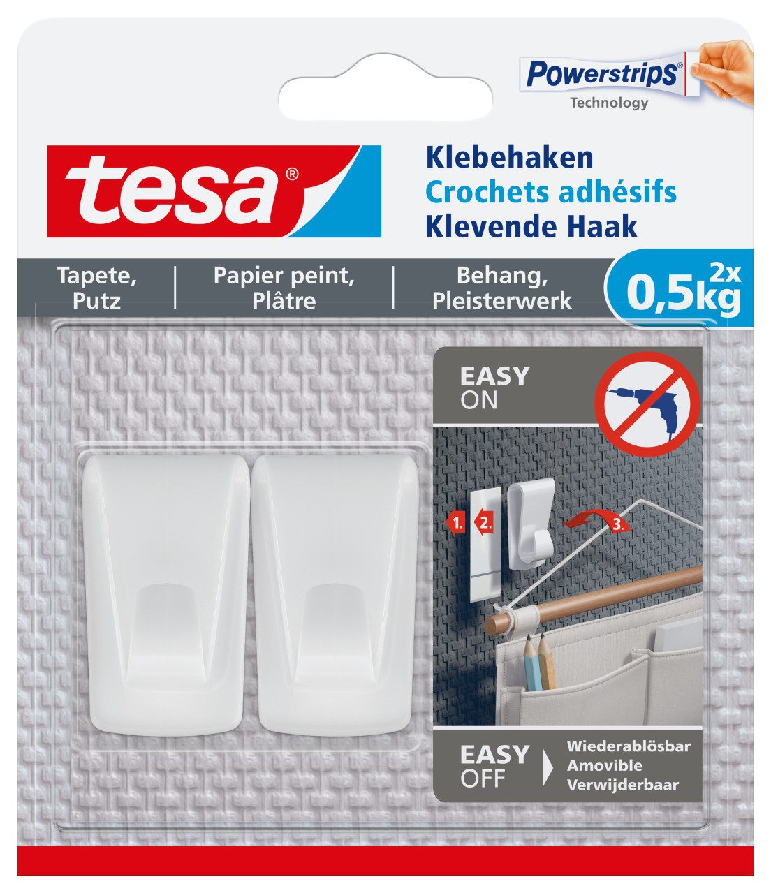 tesa Klebeband tesa Haken Powerstrips Tapeten & Putz 2er-Set