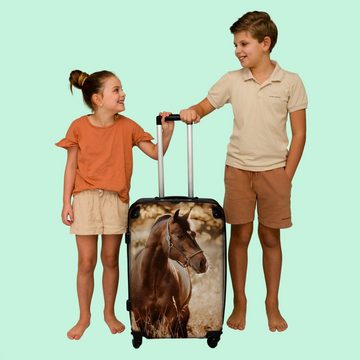 NoBoringSuitcases.com© Koffer Pferd - Natur - Braun - Mädchen 67x43x25cm, 4 Rollen, Mittelgroßer Koffer für Mädchen, Kinder Trolley
