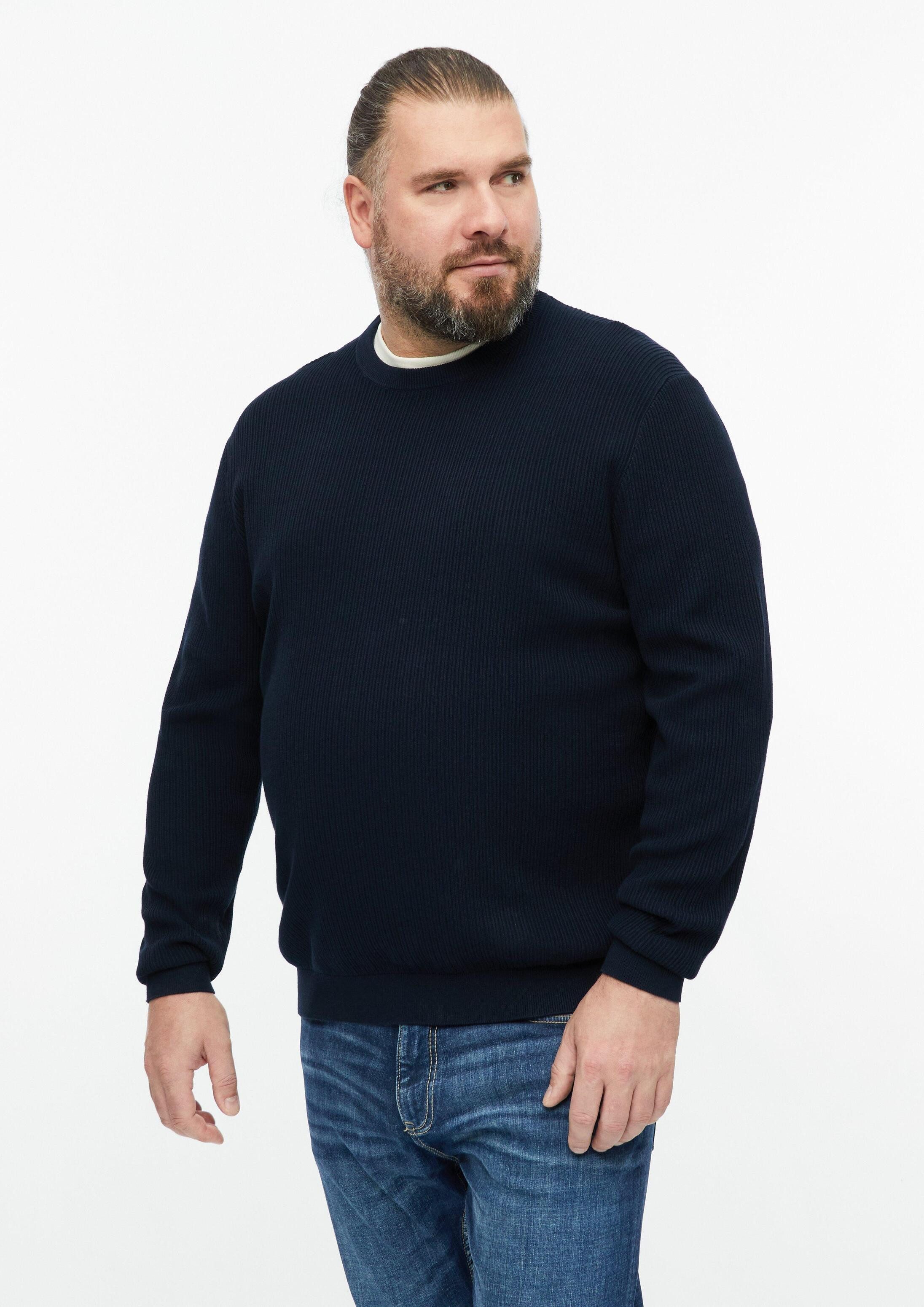 s.Oliver Longpullover Strickpullover Baumwollpullover mit Rippstruktur