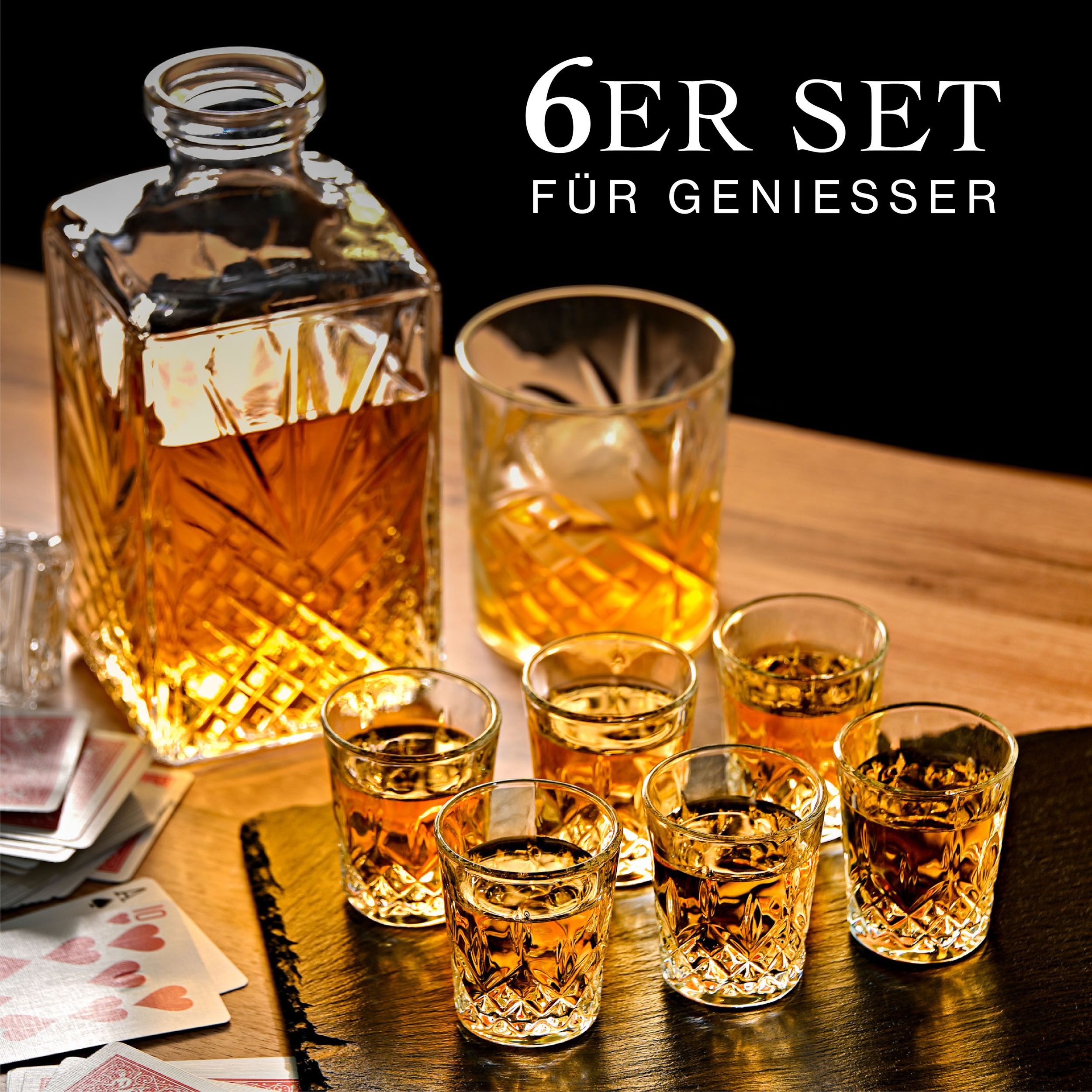 Praknu Schnapsglas 6 Schnapsgläser aus Kristall Glas 4cl - Spülmaschinenfest - Standfest, 6-tlg., Kristallglas, Spülmaschinenfest - Standfest dank dickem Boden - Vintage Design