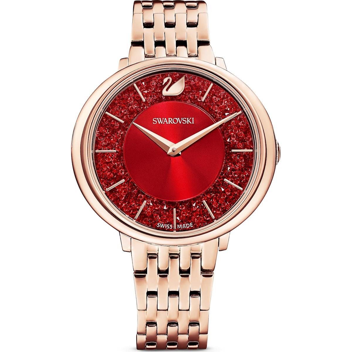 Swarovski Schweizer Uhr Swarovski Damen Uhr 5547608 Crystalline Chic, Metallarmband, rot, rosé, (1-tlg)