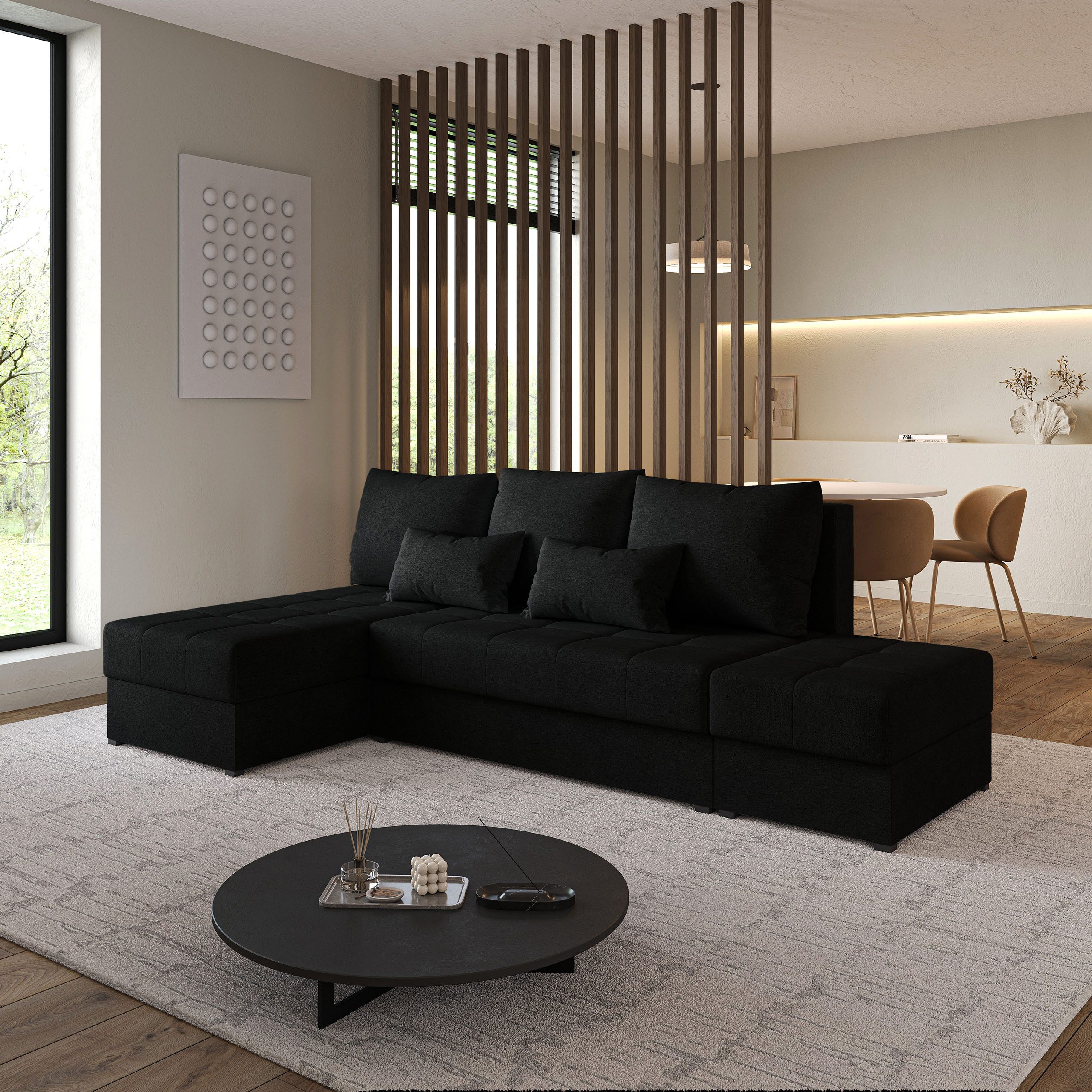 Masseno Ecksofa NORVI mit Schlaffunktion L-Form, Sofa mit Bettkasten