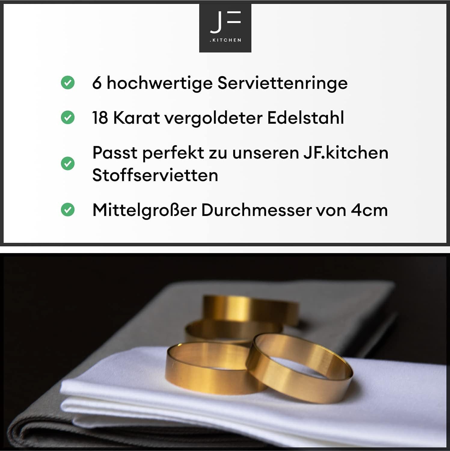 JF.kitchen Serviettenring Serviettenringe aus hochwertigem Edelstahl, (6-tlg)