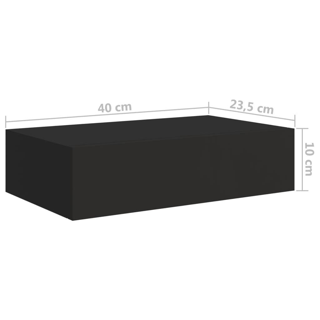 Wandregal mit MDF Schwarz 40x23,5x10 cm Schublade furnicato