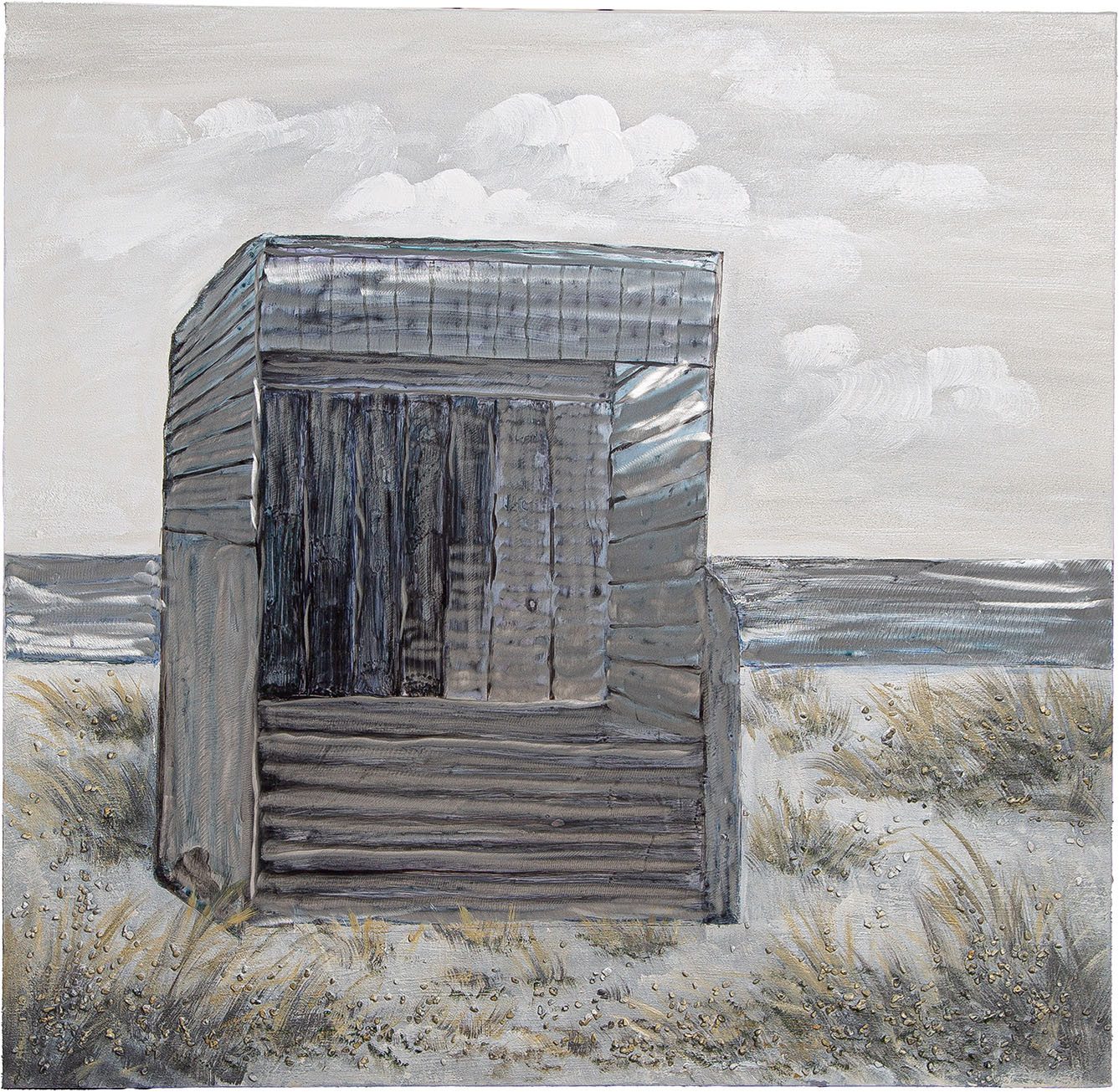 GILDE Leinwandbild Bild quadratisch Strandkorb, Strandbilder (1 St)