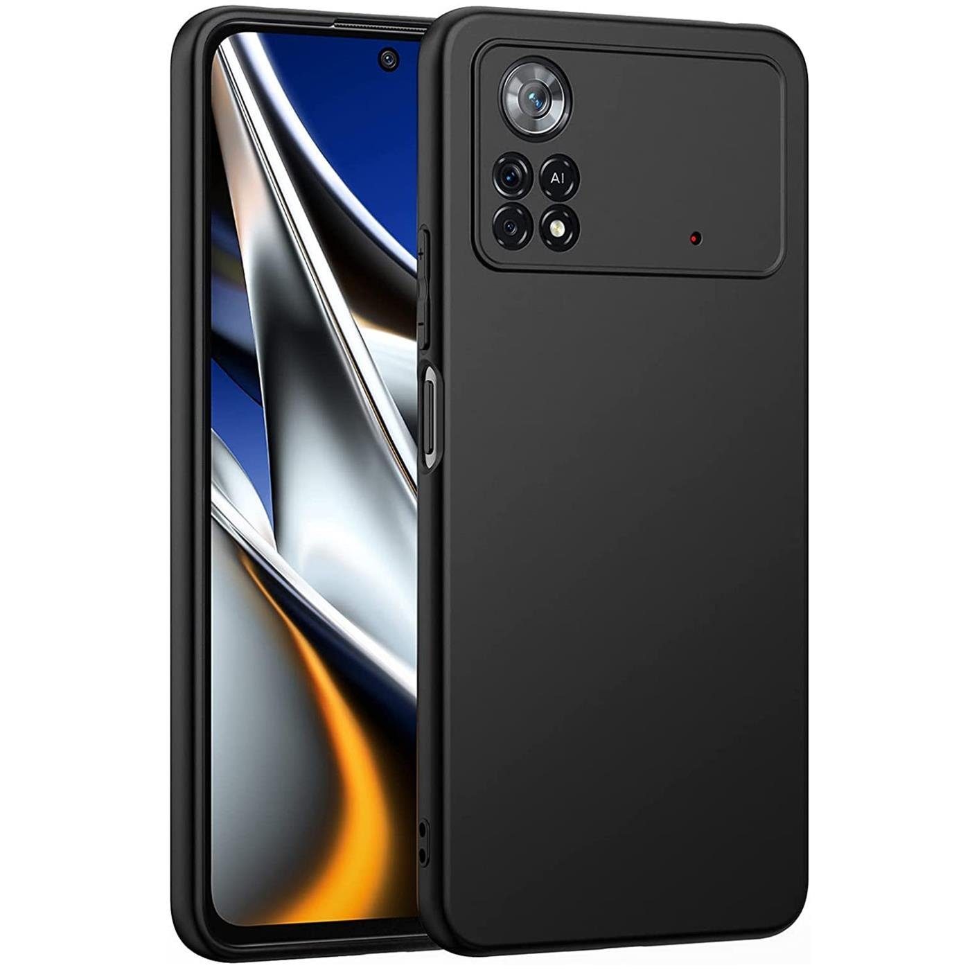 CoolGadget Handyhülle Black Series Handy Hülle für Xiaomi Poco X4 Pro 5G 6,67 Zoll, Edle Silikon Schlicht Robust Schutzhülle für Poco X4 Pro 5G Hülle