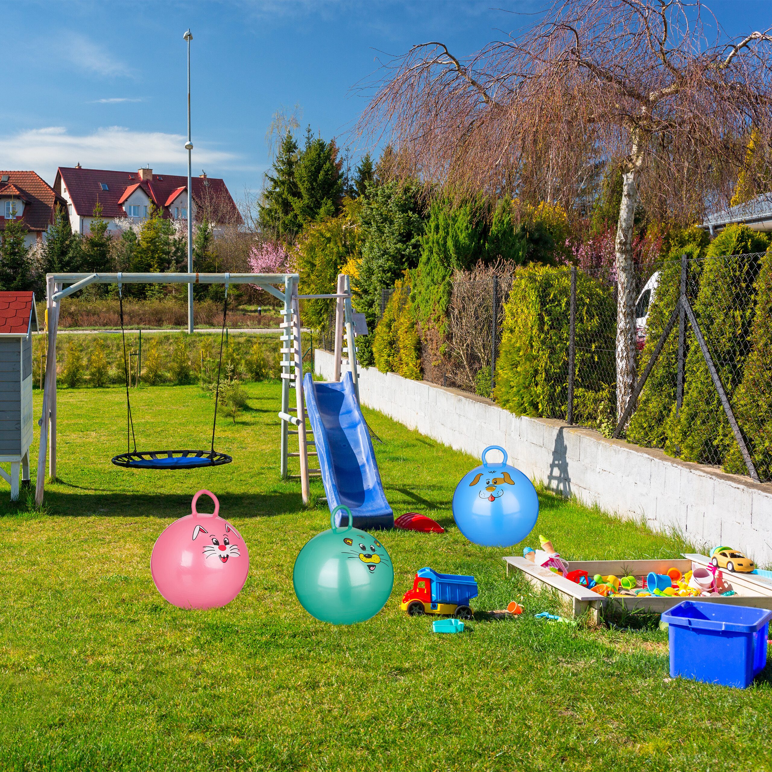 relaxdays Hüpfball 2 x Hüpfball Kinder grün