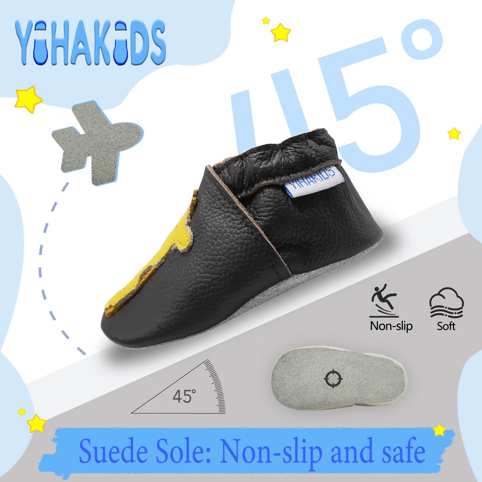Yihakids Yihakids Baby Lauflernschuhe – Weiche Lederpuschen, Rutschfest Krabbelschuh