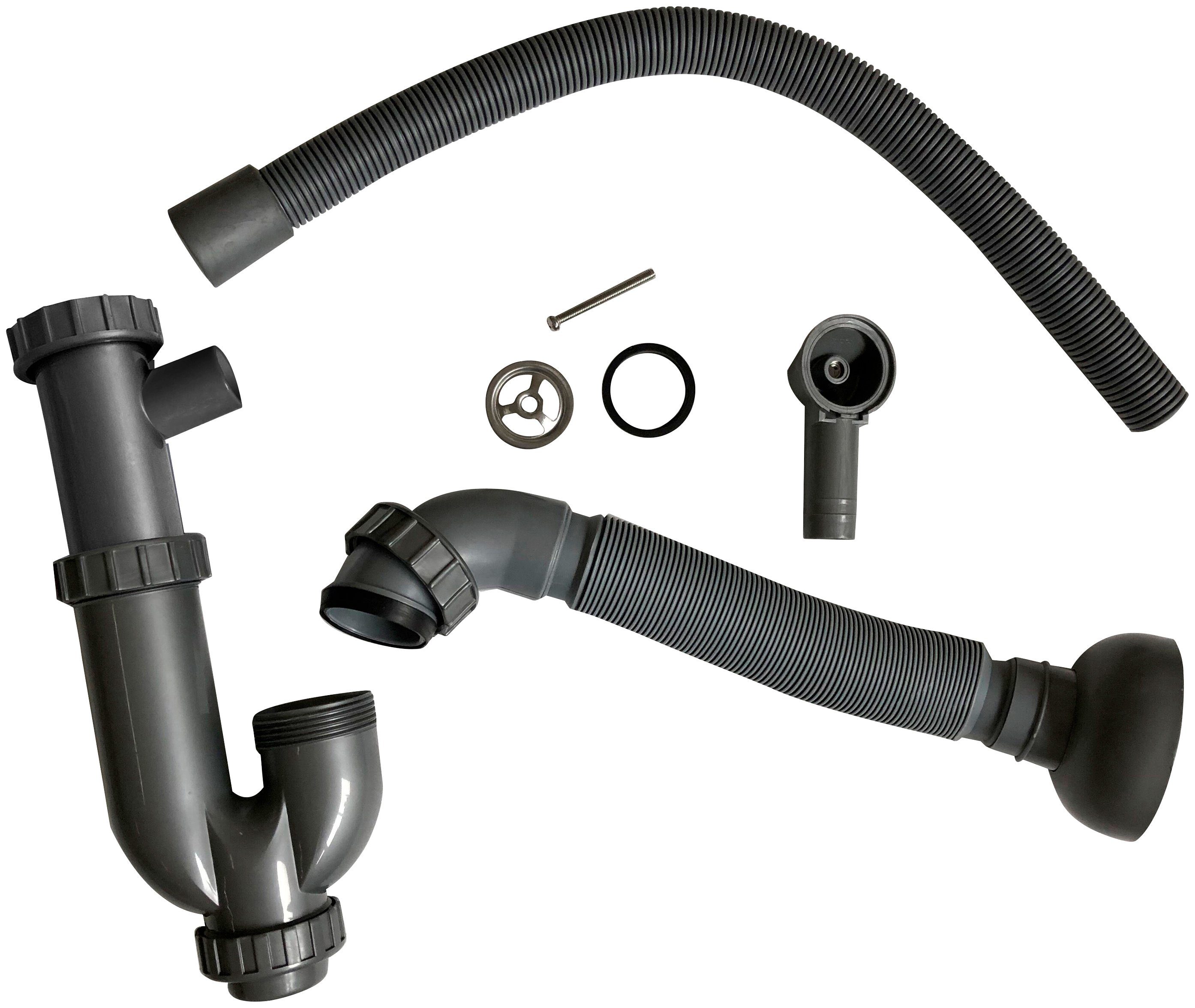 welltime Küchenspüle Amrum, rechteckig, 53,5/46 cm, Easy Clean Beschichtung, (inklusive Ab- und Überlaufgarnitur), hochwertige Keramik