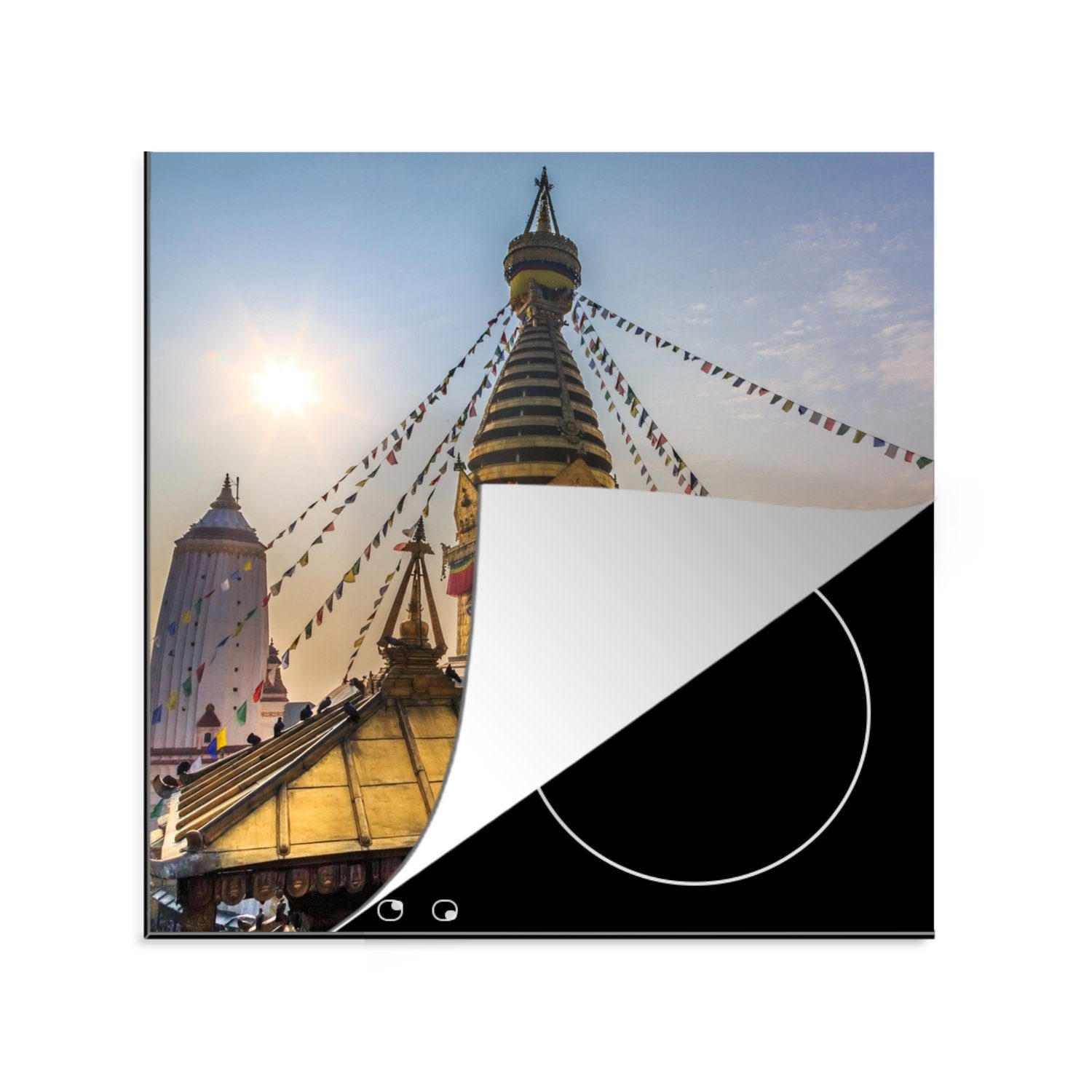 MuchoWow Herdblende-/Abdeckplatte Swayambhutnath-Tempel in küche für 78x78 Nepal, tlg), Arbeitsplatte Ceranfeldabdeckung, Vinyl, (1 cm