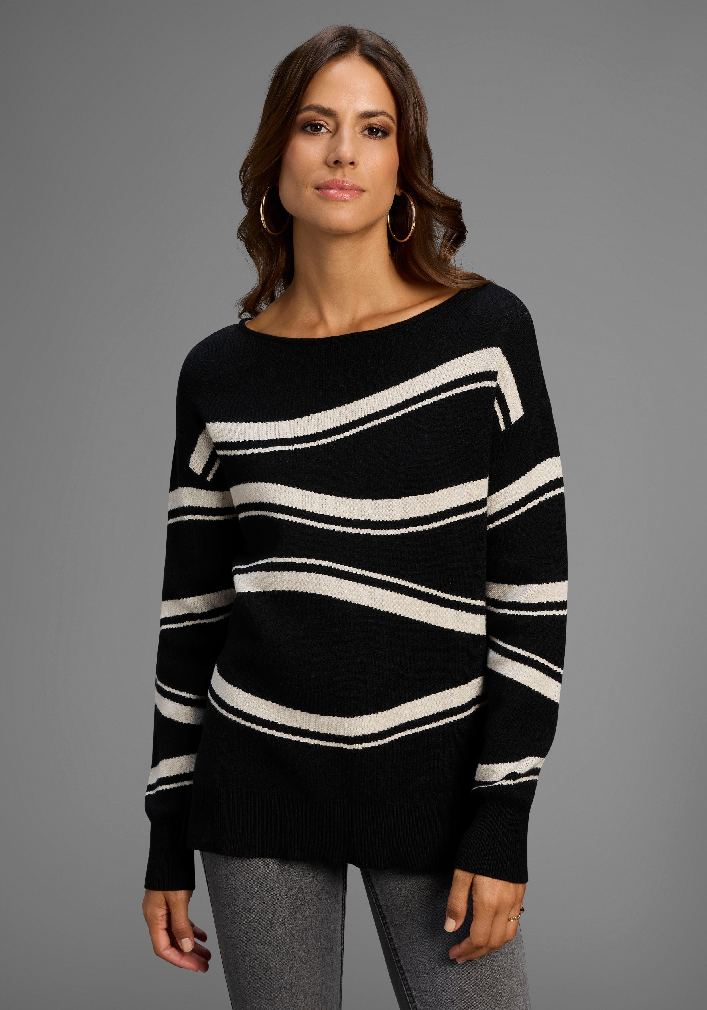 Laura Scott Strickpullover Feinstrickpullover mit schönem Streifenmuster günstig online kaufen