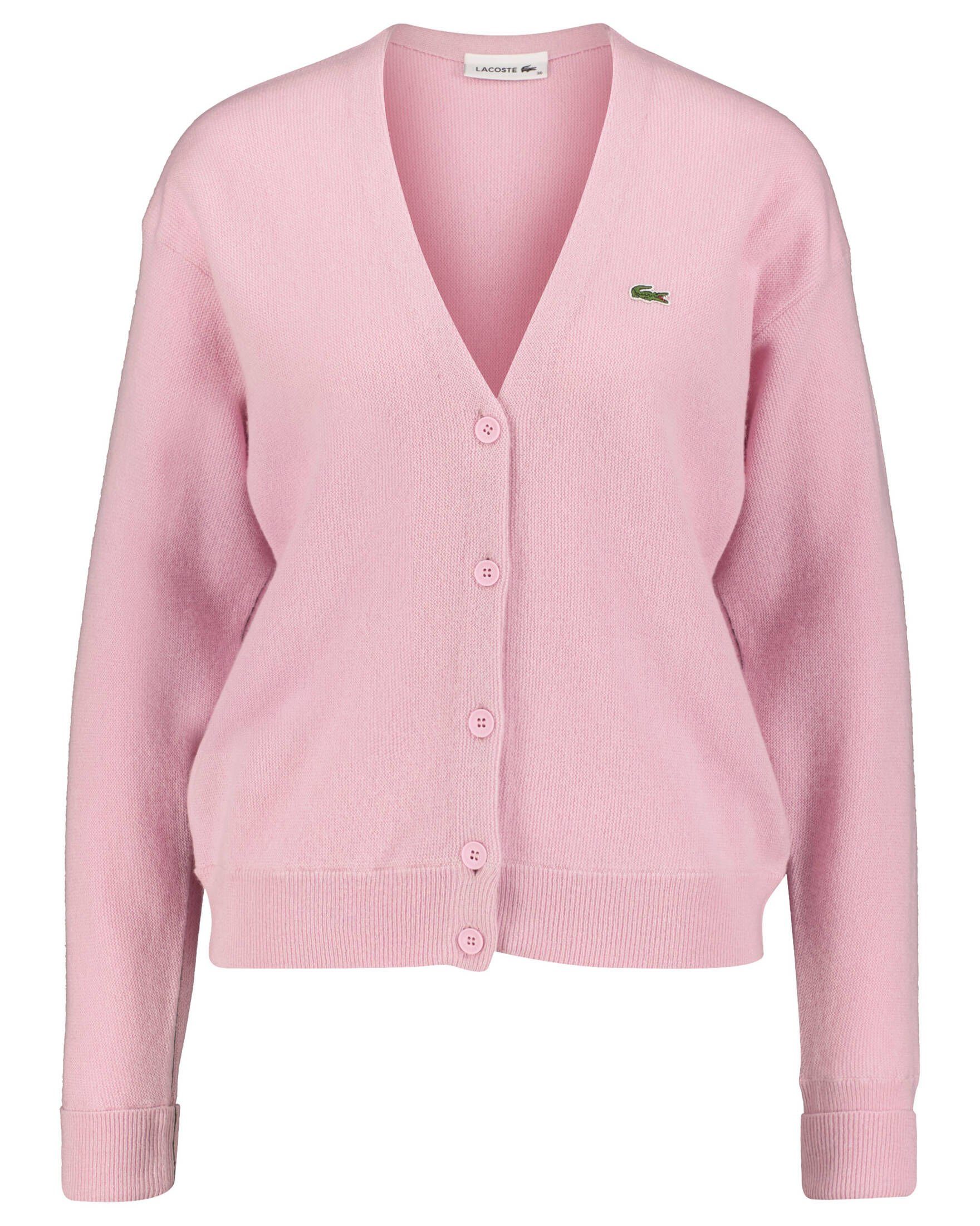 Lacoste Cardigan Damen Strickjacke aus Wolle (1-tlg) rose (70)