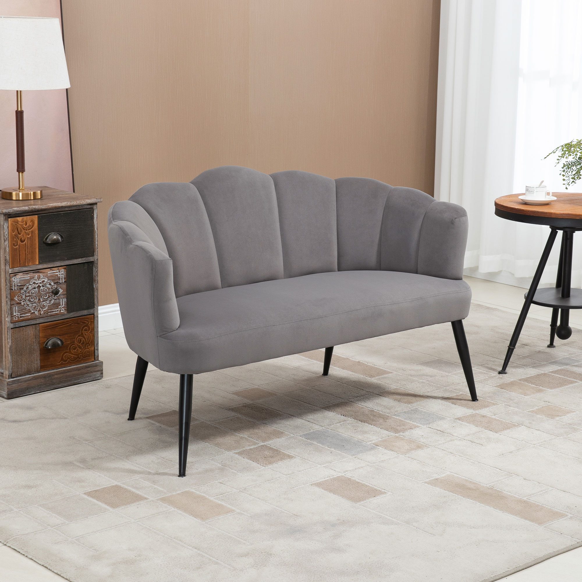 HOMCOM 2-Sitzer Sofa mit Armlehne, Muschelartige günstig online kaufen