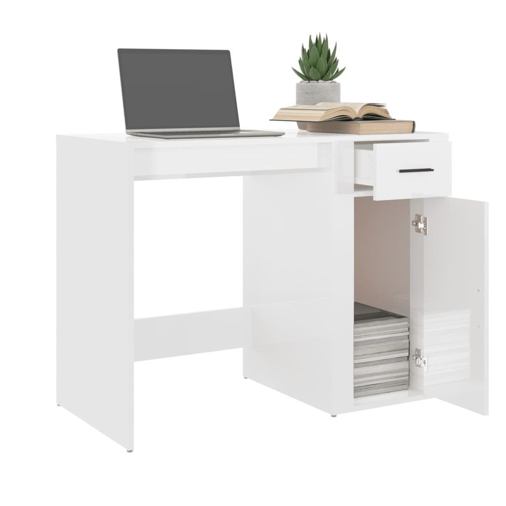 vidaXL Schreibtisch Schreibtisch Hochglanz-Weiß Hochglanz-Weiß Hochglanz-Weiß Holzwerkstoff | cm 100x49x75