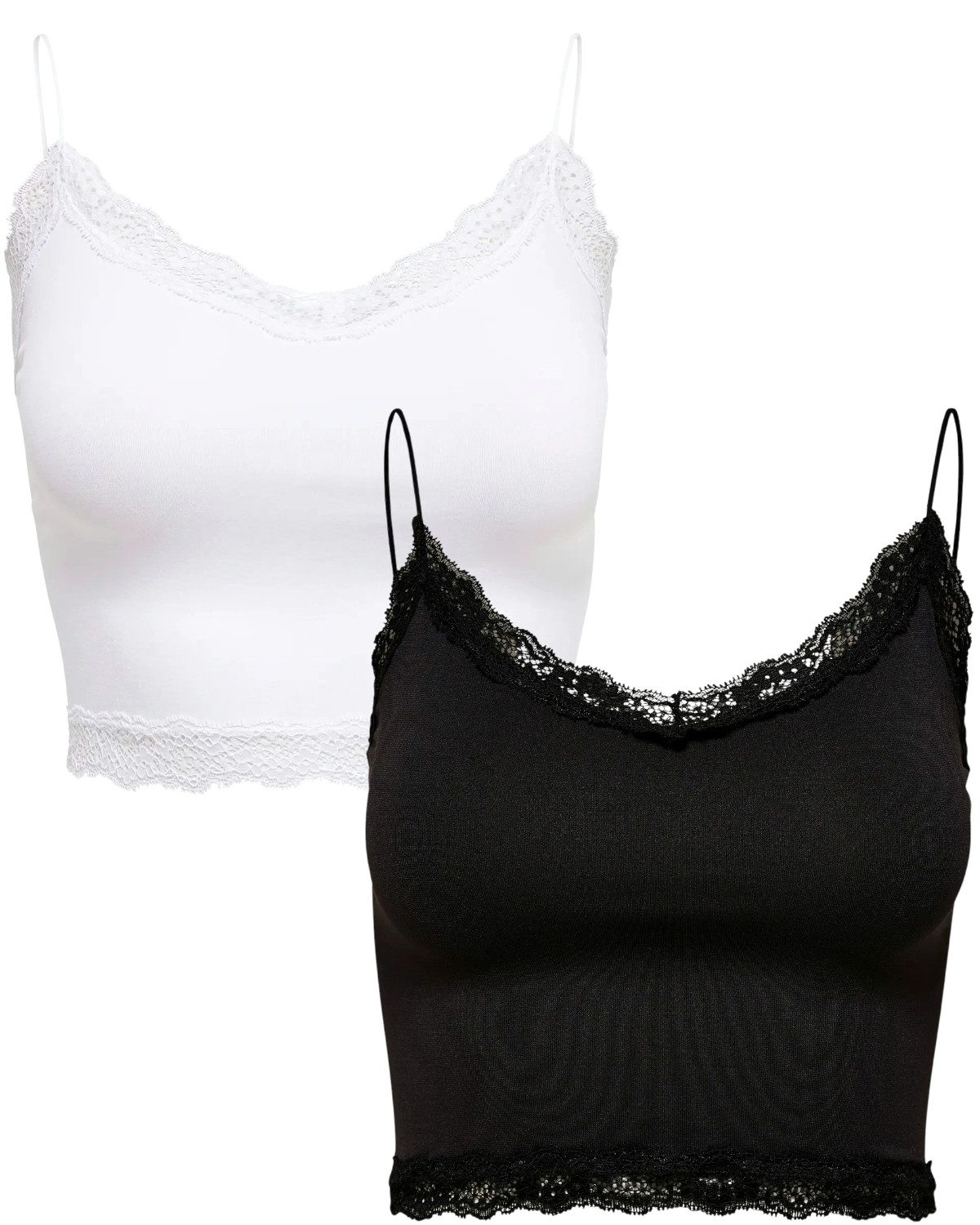 ONLY Spitzentop (2er-Pack) geripptes Damen Basic günstig online kaufen