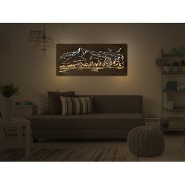 WohndesignPlus LED-Bild LED-Wandbild "Vögel in den Bergen" 110cm x 50cm mit 230V, Natur, DIMMBAR! Viele Größen und verschiedene Dekore sind möglich.