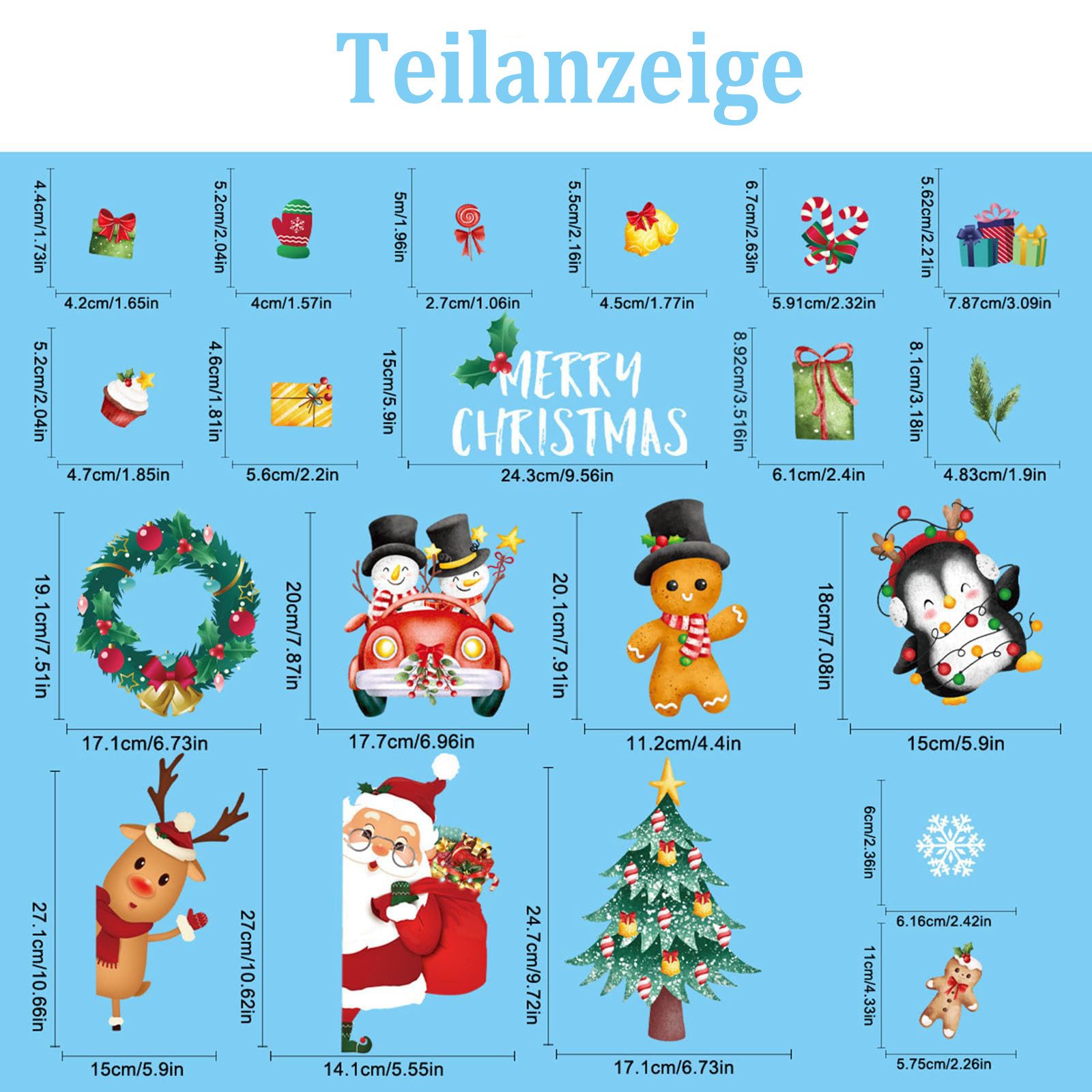 Coonoor Fenstersticker Weihnachts-Fensteraufkleber-Set, statische Fensterau günstig online kaufen