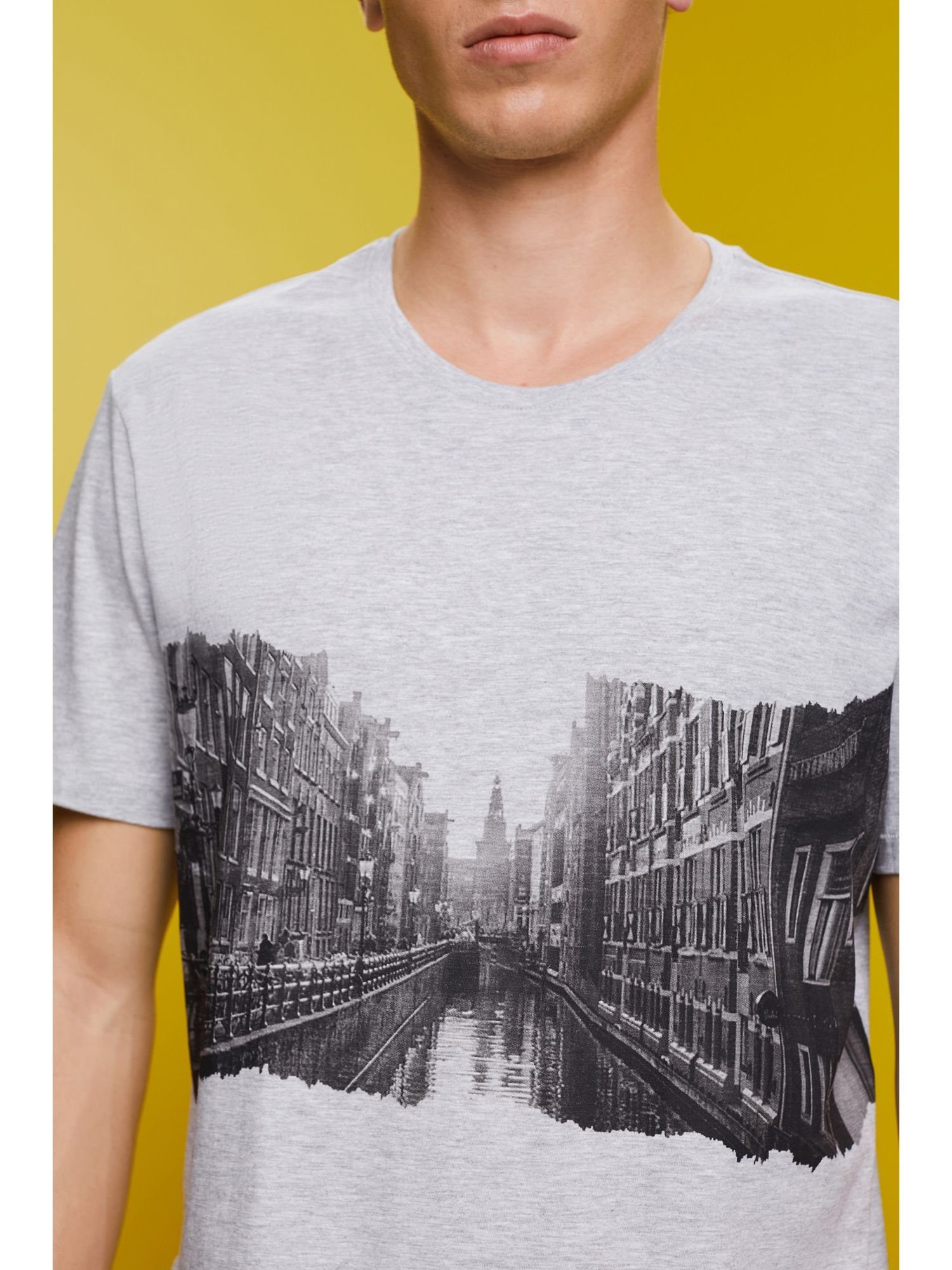 aus by Esprit Bedrucktes edc Slub-Jersey T-Shirt (1-tlg) T-Shirt