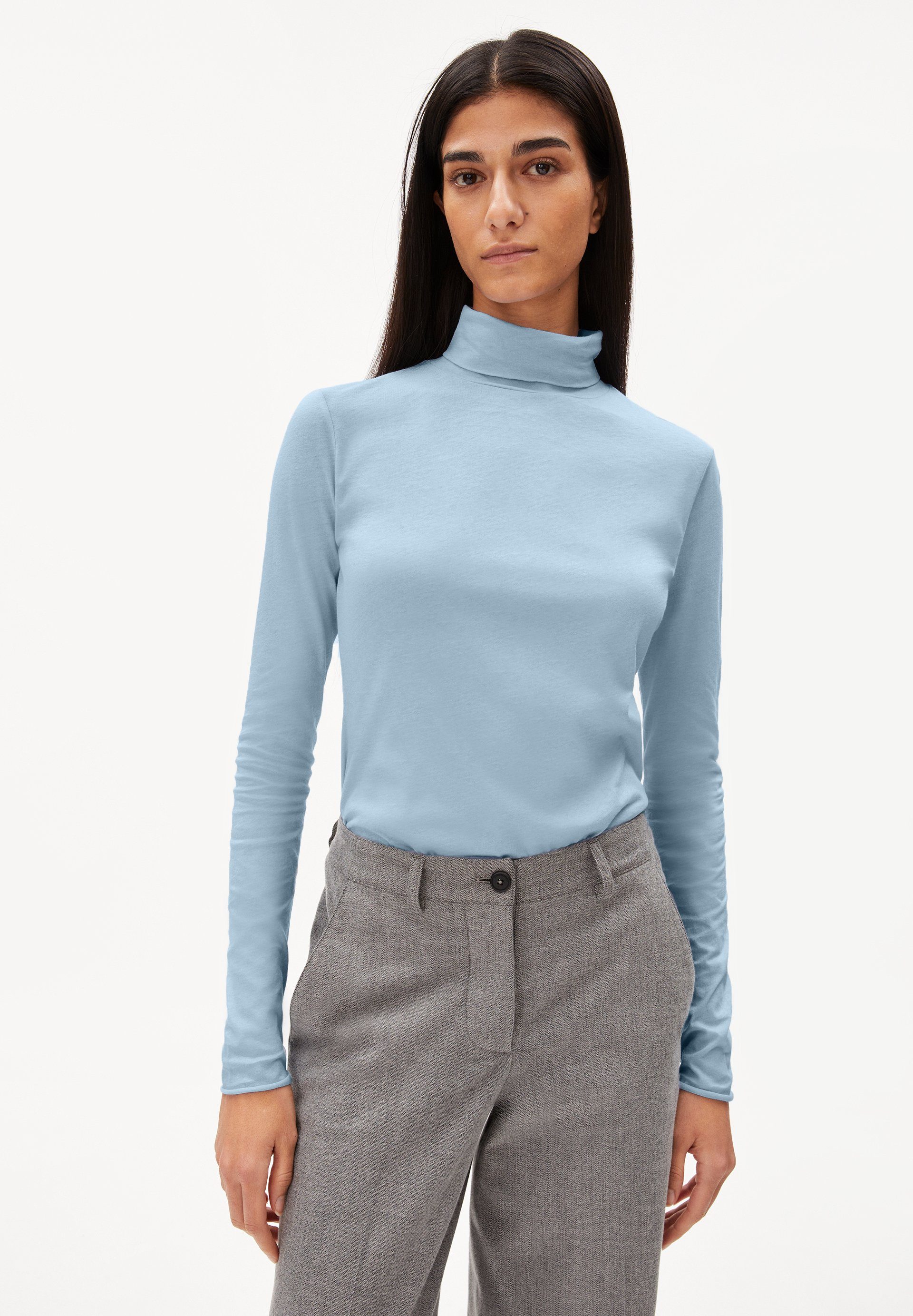 Armedangels Longsleeve MALANAA Longsleeve aus Bio-Baumwolle Fitted (1-tlg) Mock-Ausschnitt