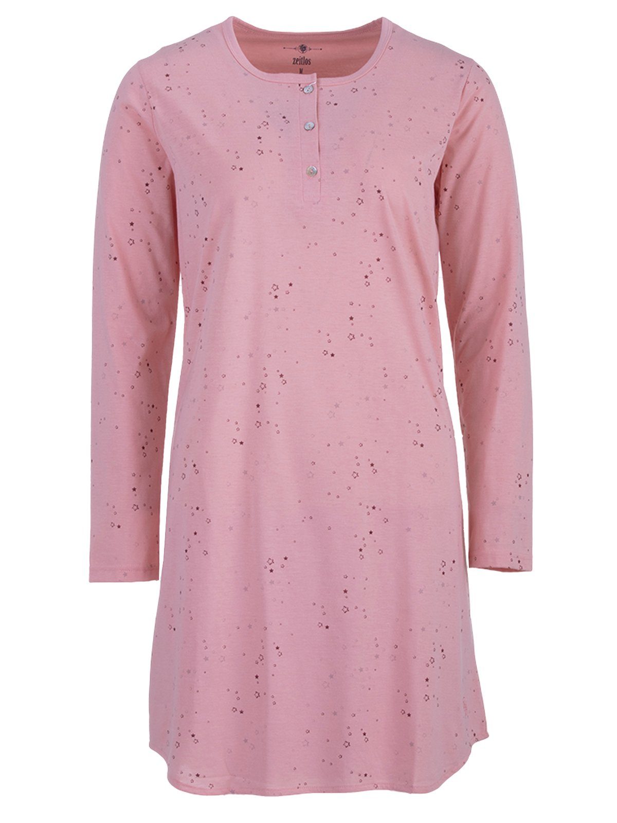 Nachthemd zeitlos Langarm - Sterne Schlafshirt rosa