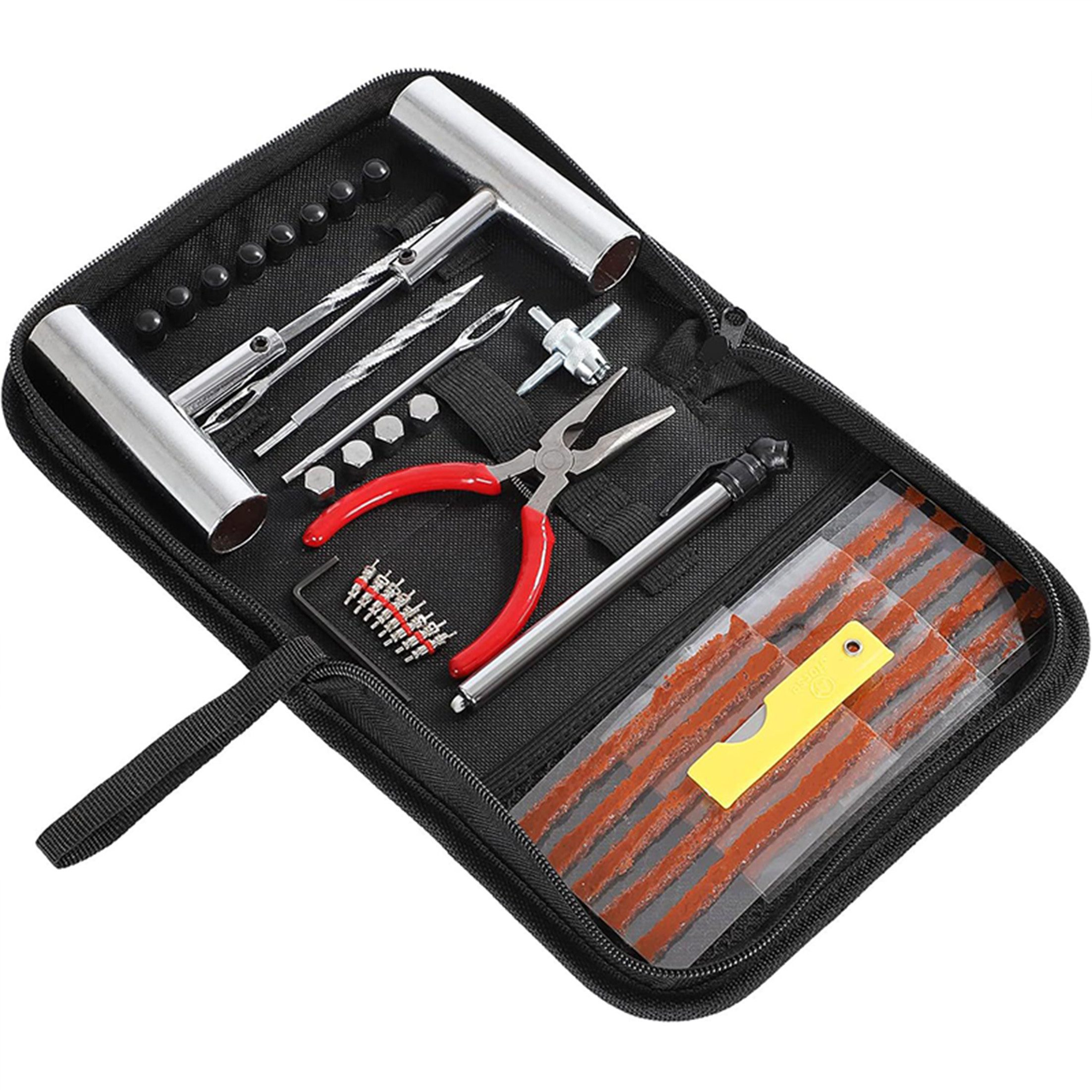 KINSI Reifen-Reparaturset 46‑tlg. Autoreifen‑Reparaturset,Komplettes Reparaturwerkzeug, Set, 46-St., für Vakuumreifen, Auto & Motorrad