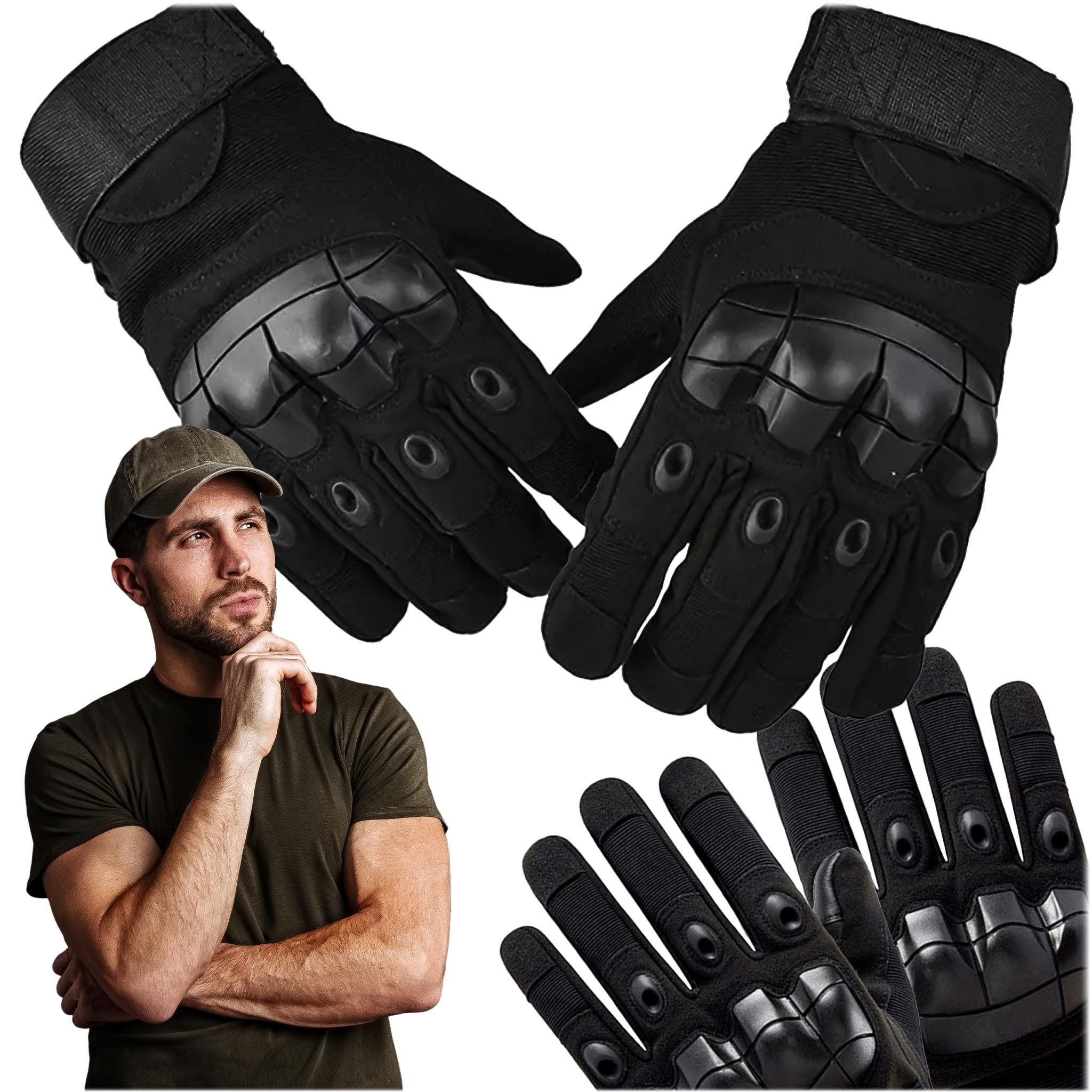 LA CUTE Multisporthandschuhe Taktische Handschuhe Nylon Schwarz M – Ideal für Outdoor & Sport (Set besteht aus 1 Paar taktische Handschuhe in Schwarz, Größe M) Langlebiges Nylon, verstärkte Knöchel, Klettverschluss, Komfort