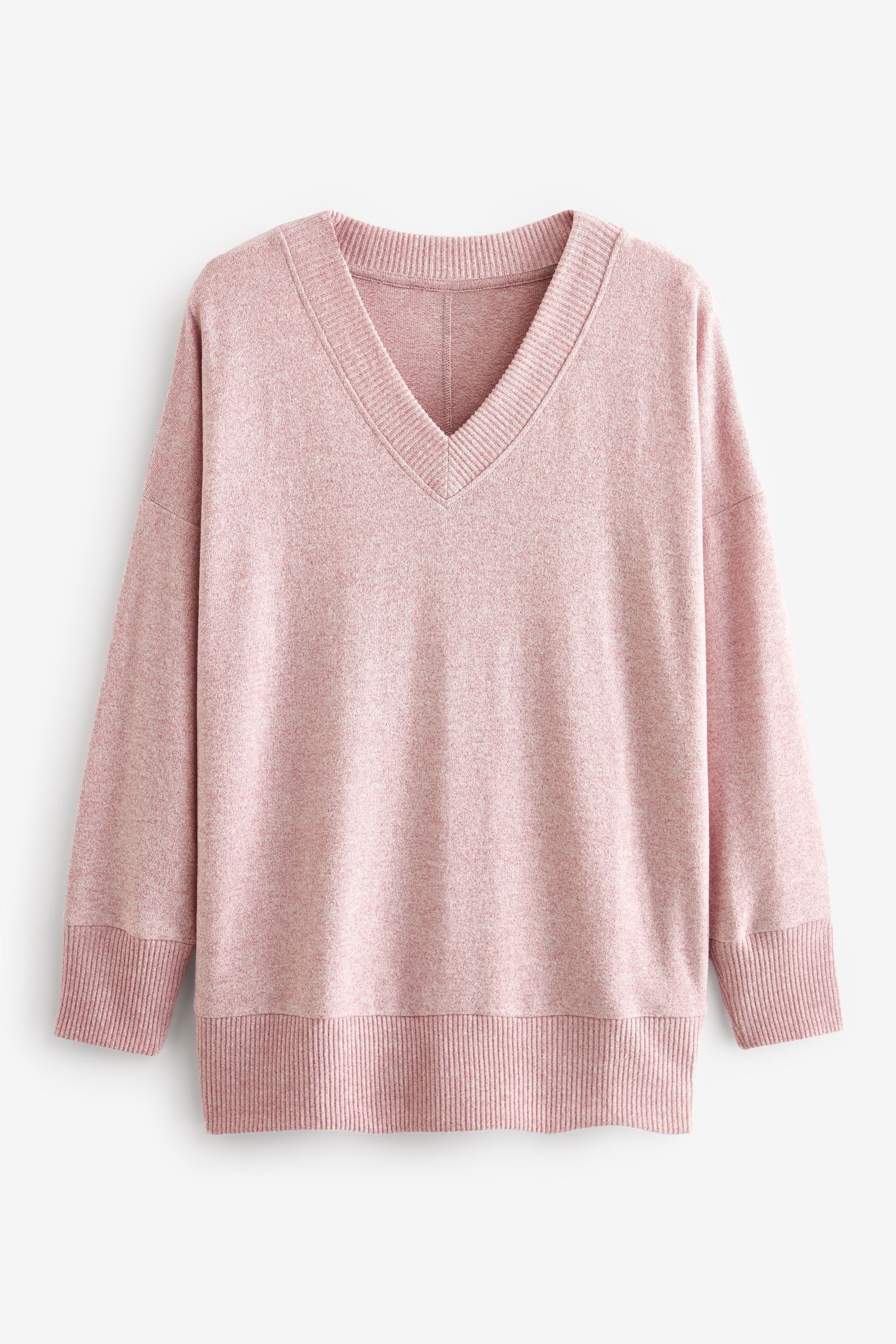 Next V-Ausschnitt-Pullover Leichter, längerer Pullover mit V-Ausschnitt (1-tlg) Blush Pink