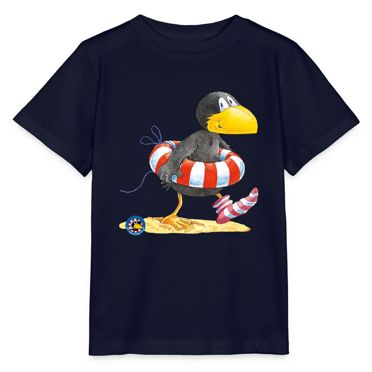 Spreadshirt T-Shirt Der kleine Rabe Socke mit Schwimmreifen Kinder Basic T-Shirt (1-tlg)