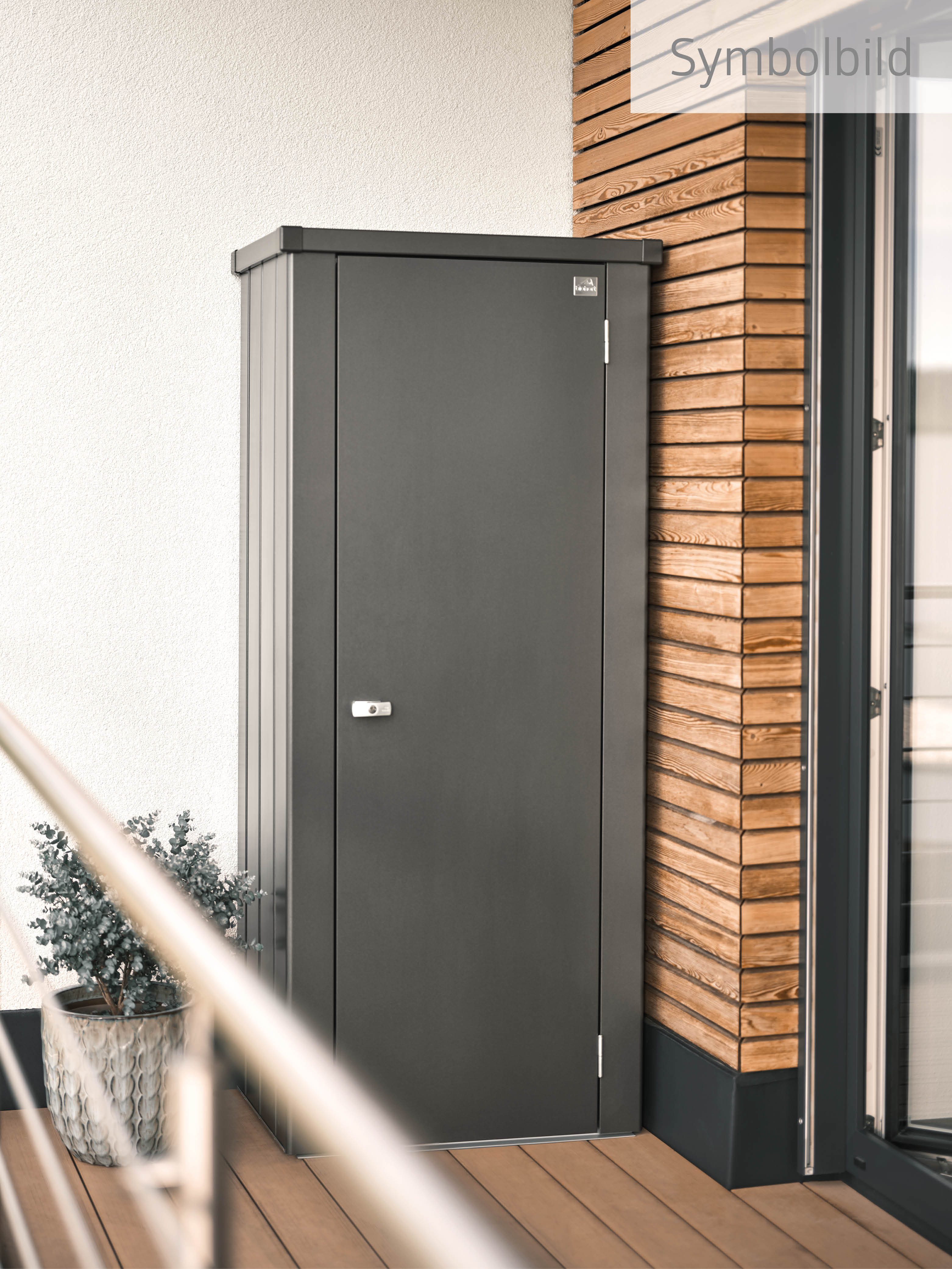Biohort Mehrzweckschrank Julia Gr. M, verschiedene Farben 77,7x 140,2x 57 cm, Terrassenschrank für kleine Außenflächen
