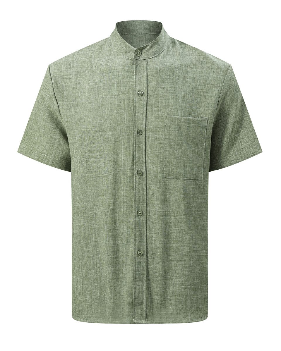 Allthemen Kurzarmhemd Herren einfarbiges, figurbetontes Kurzarmhemd mit eckigem Ausschnitt