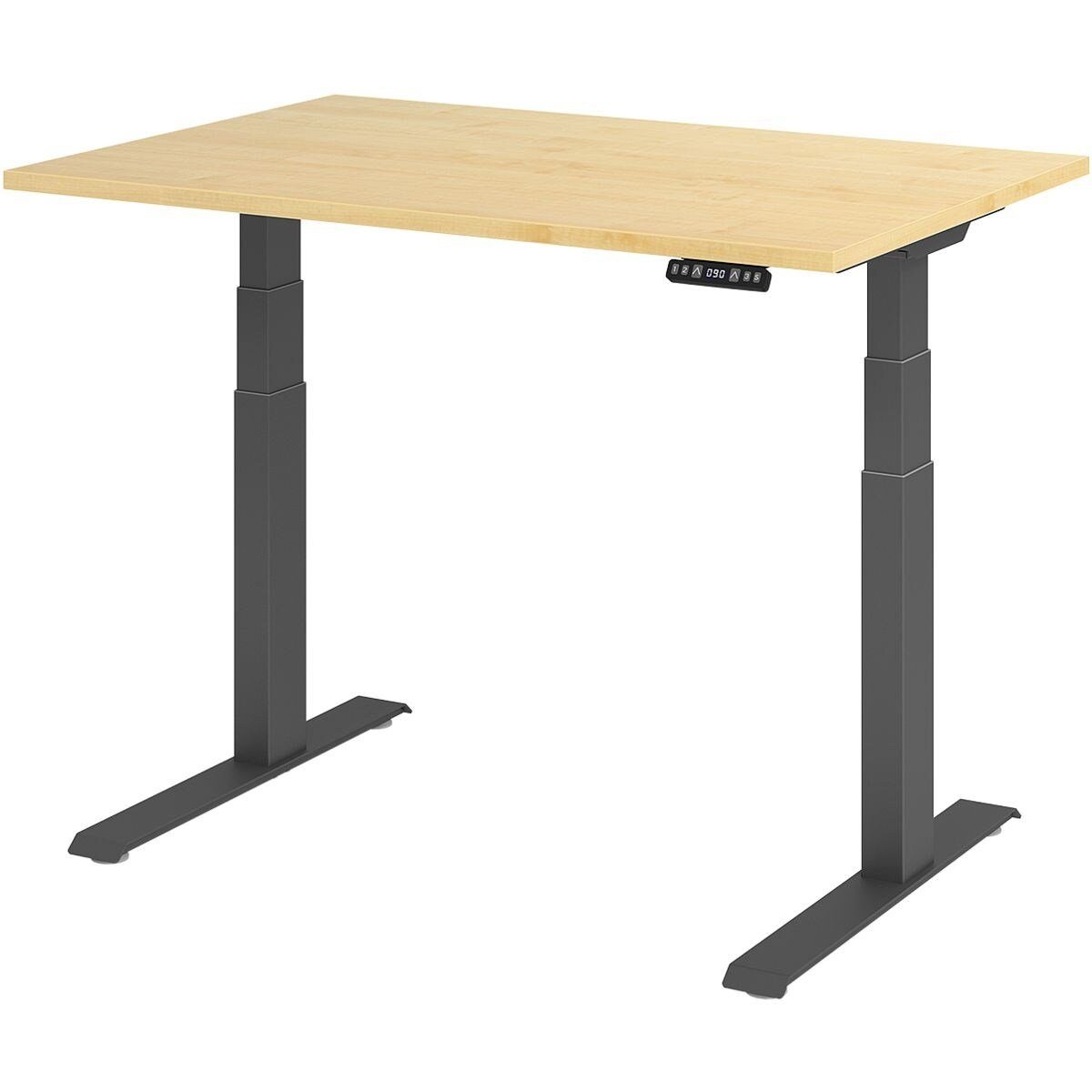 HAMMERBACHER Schreibtisch Upper Desk, elektrisch höhenverstellbar bis 129 cm, Gestell grahitfarben Ahorn