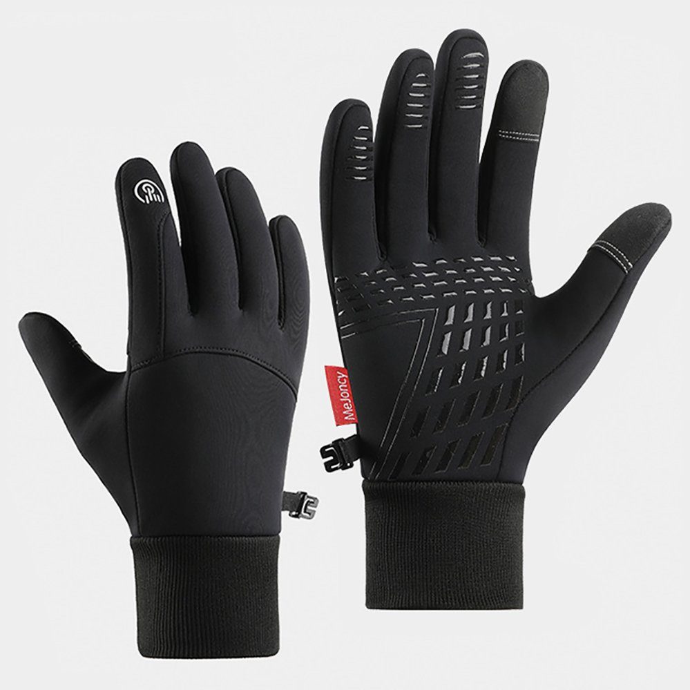 YYV Fleecehandschuhe Herbst und Winter Sport gepolsterte warme Handschuhe Rutschfeste Touchscreen-Reithandschuhe für kalte Tage Schwarz