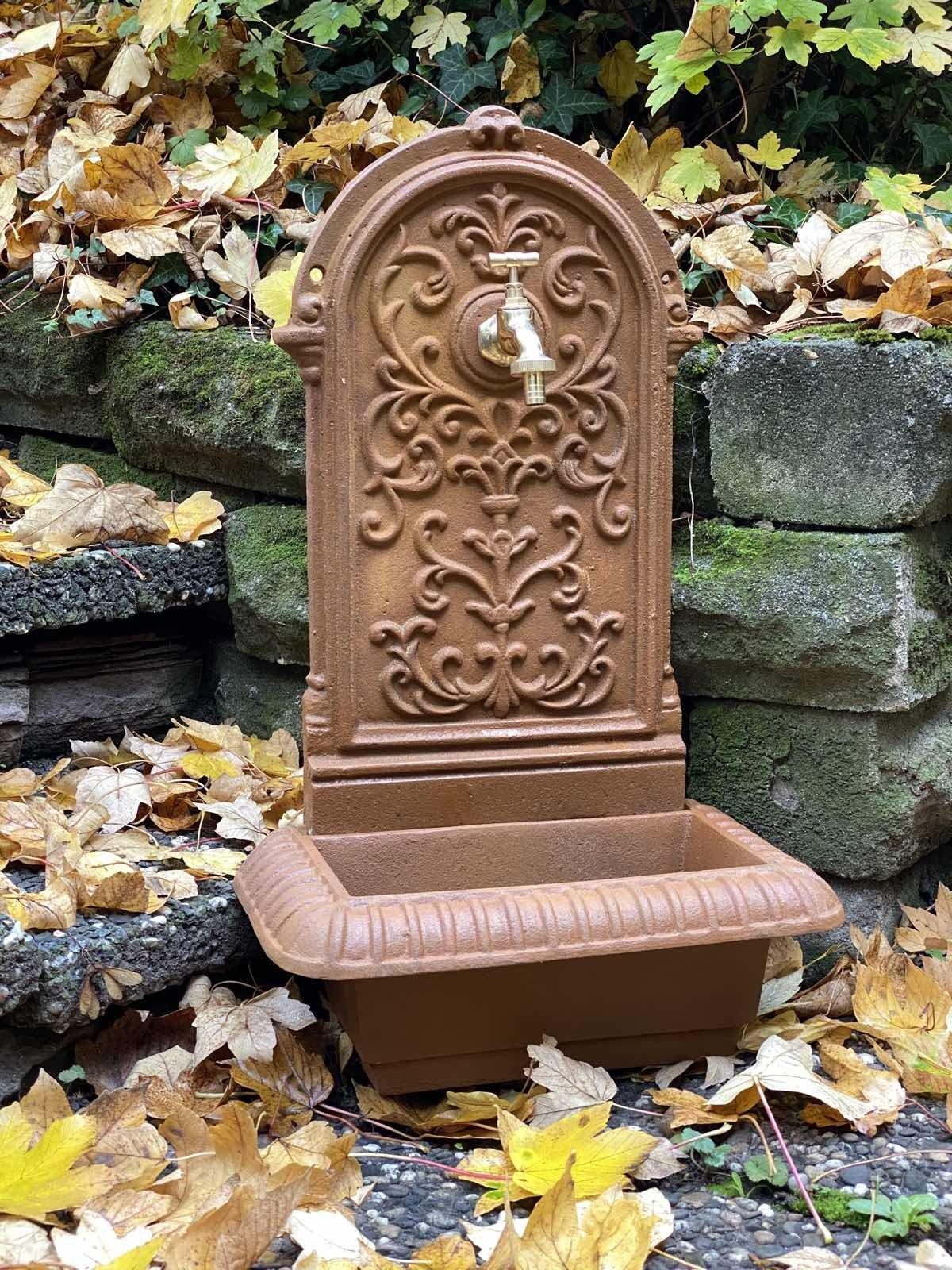 Garten Antik- Waschbecken Eisen Rost Gartenbrunnen Wandbrunnen Gartenbrunnen Brunnen Aubaho