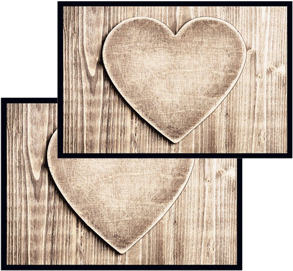 matches21 HOME & HOBBY Fußmatte Türmatte Landhaus Holz-Optik in 40x60 cm als Fussabtreter, rechteckig, Höhe: 5 mm, Rutschfester Türvorleger für innen als waschbare Schmutzfangmatte
