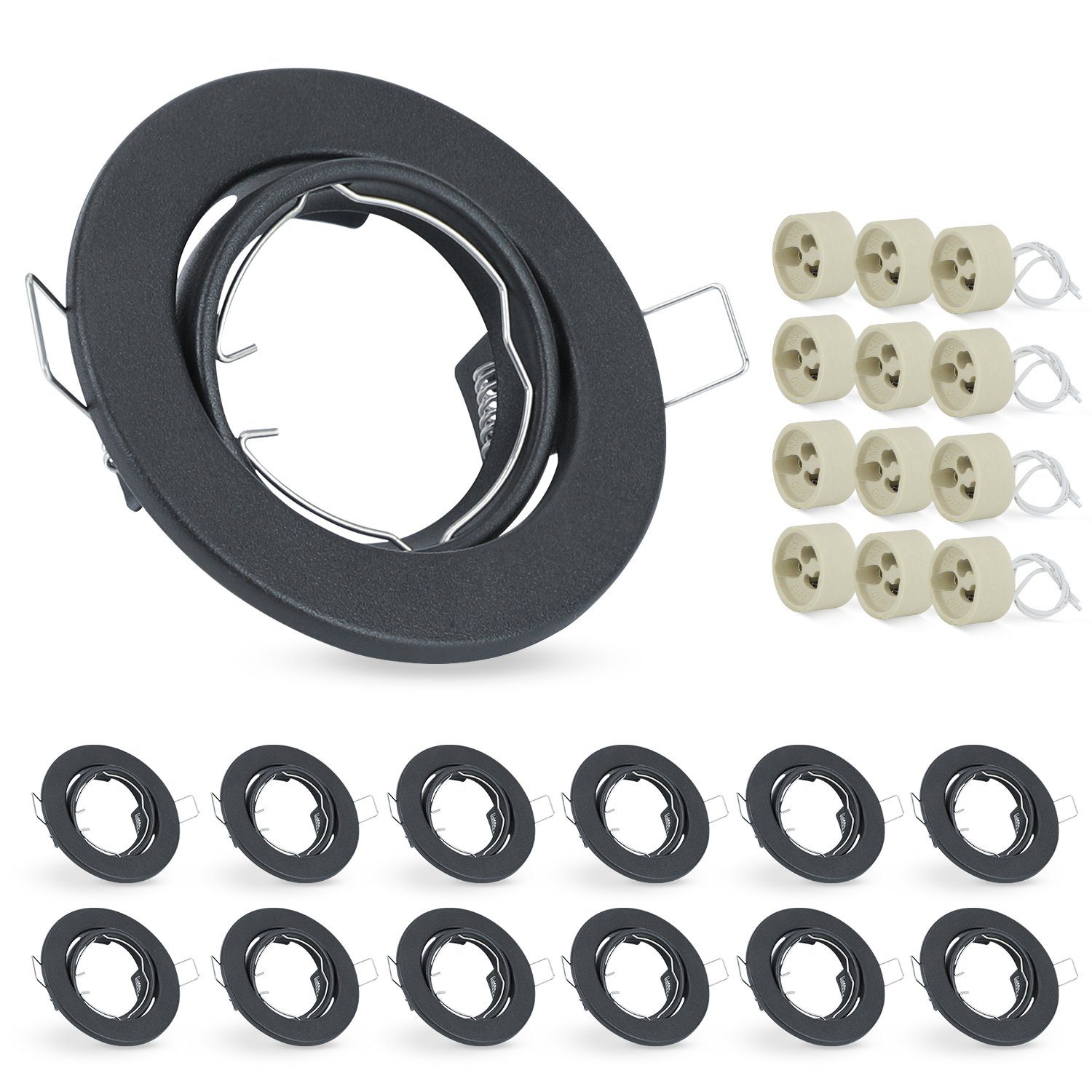 Nettlife Einbauleuchte 12ER Einbaurahmen GU10 Set, ohne Leuchtmittel