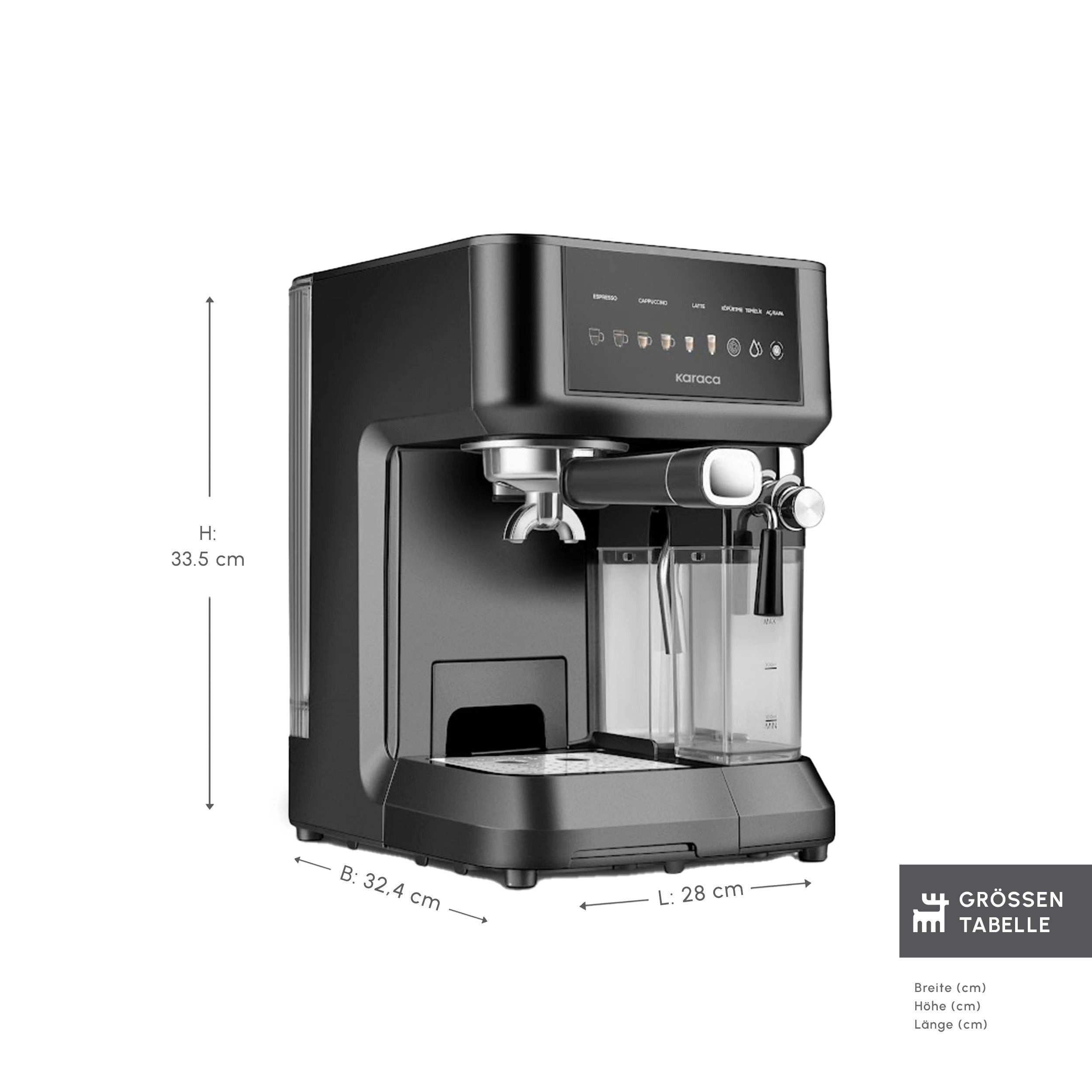 Karaca Siebträgermaschine, MyCaffe Barista S10 Espresso & Cappuccino Maschine - Black 1350 W