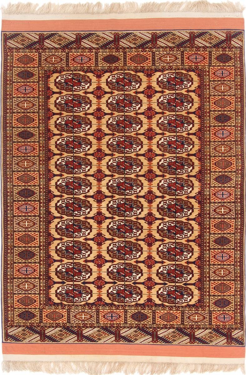 Orientteppich Turkaman Seidenkette 118x149 Handgeknüpfter Orientteppich, Nain Trading, rechteckig, Höhe: 6 mm