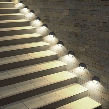 etc-shop LED Einbaustrahler, Leuchtmittel inklusive, Neutralweiß, 4er Set LED Wand Außen Lampen Treppen Veranda Garten Leuchten rund
