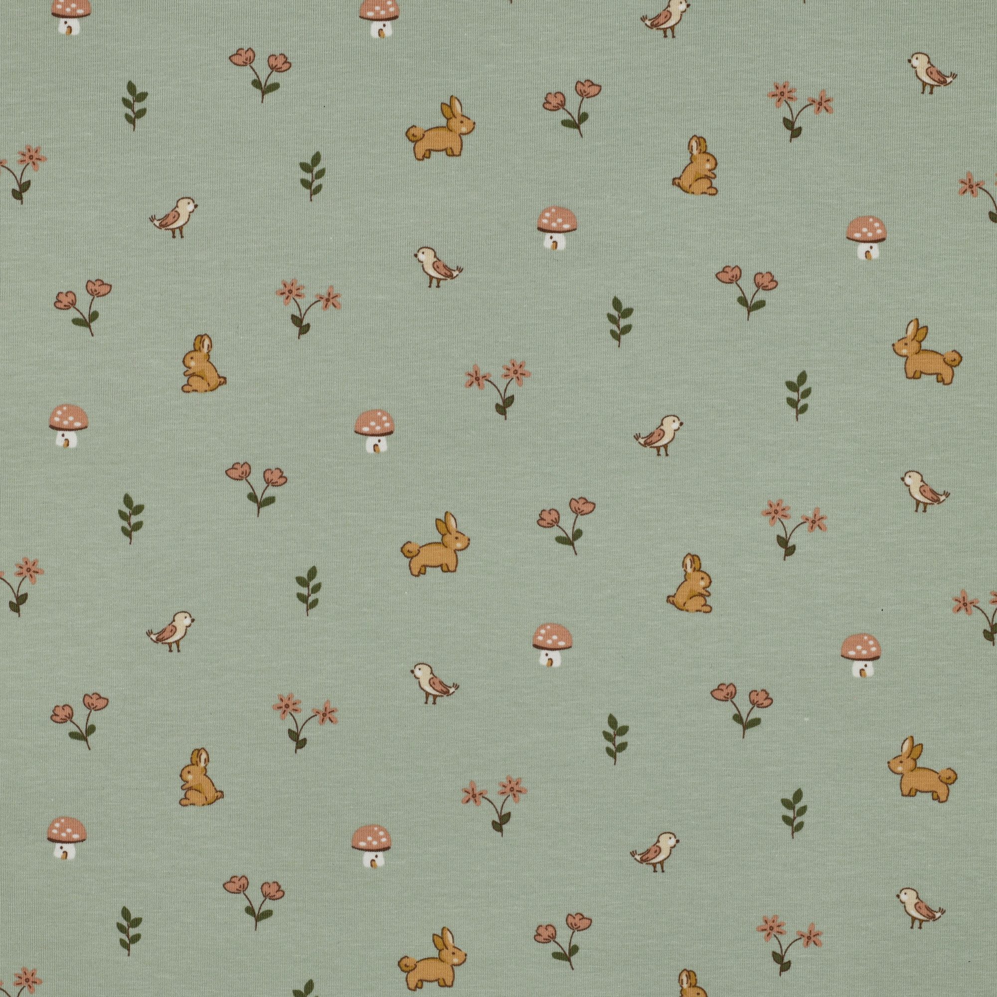 MAGAM-Stoffe Stoff "Hoppelhase", Kinder Jersey OEKO-TEX Meterware ab 50cm