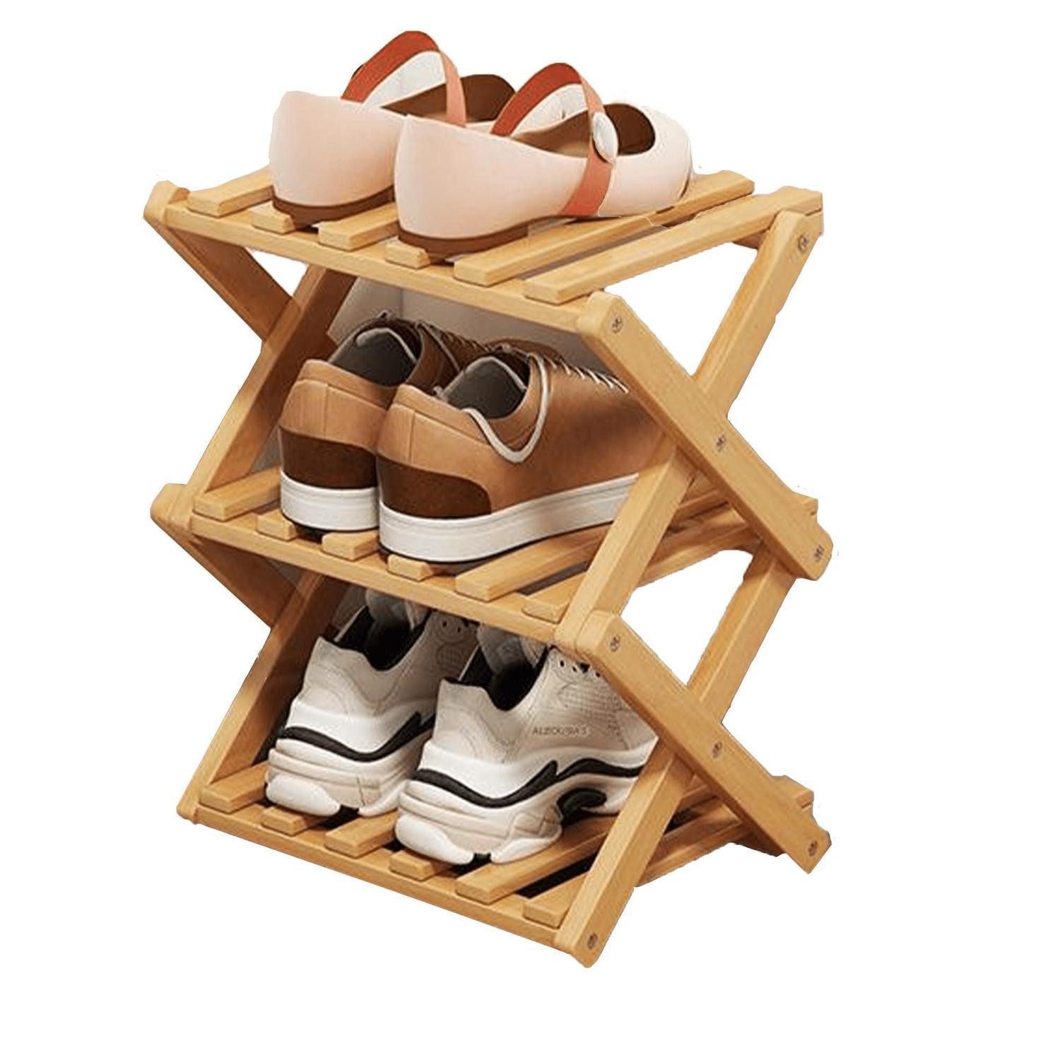 LuxusKollektion Schuhregal Schuhregal Bambus 3 Etagen natur