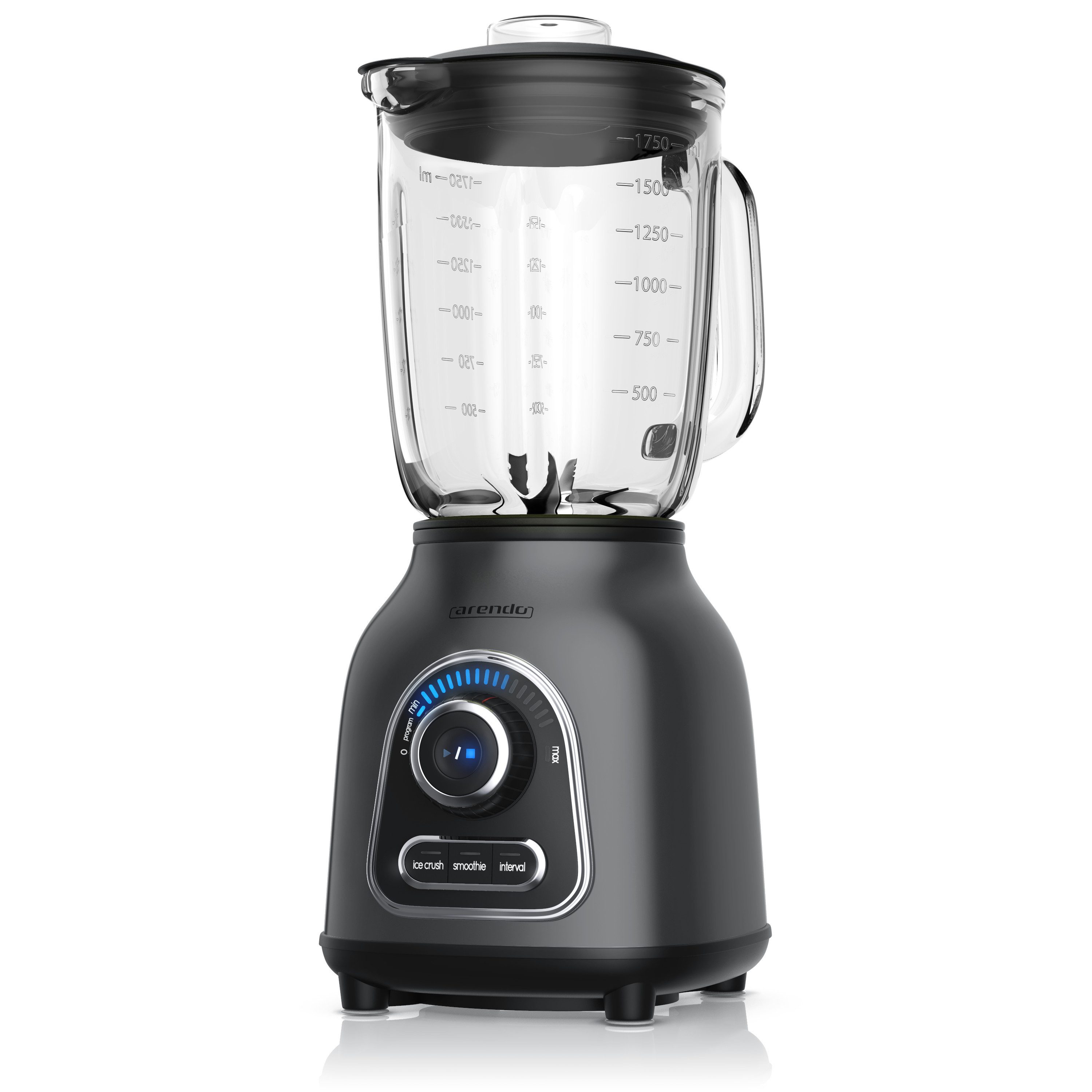 Arendo Standmixer Edelstahl Power Миксер, Hochleistungsmixer, 1,75l Glasbehälter, Blender, 1400 W, Edelstahlmesser, 10 Leistungsstufen, Impulsfunktion Hochleistungsmixer