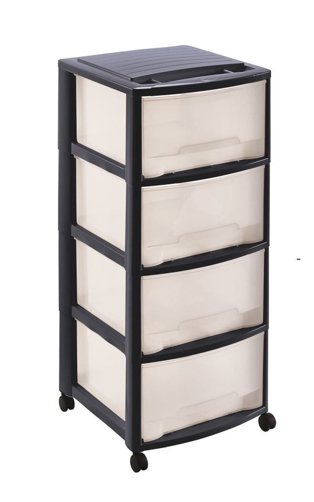 M home Rollwagen Schubladenrollwagen PLS6079 Rollcontainer Schubladenschrank Kunststoff, (Rollwagen mit 4 Schubladen und 4 Lenkrollen), mit Rollen und Griffmulden
